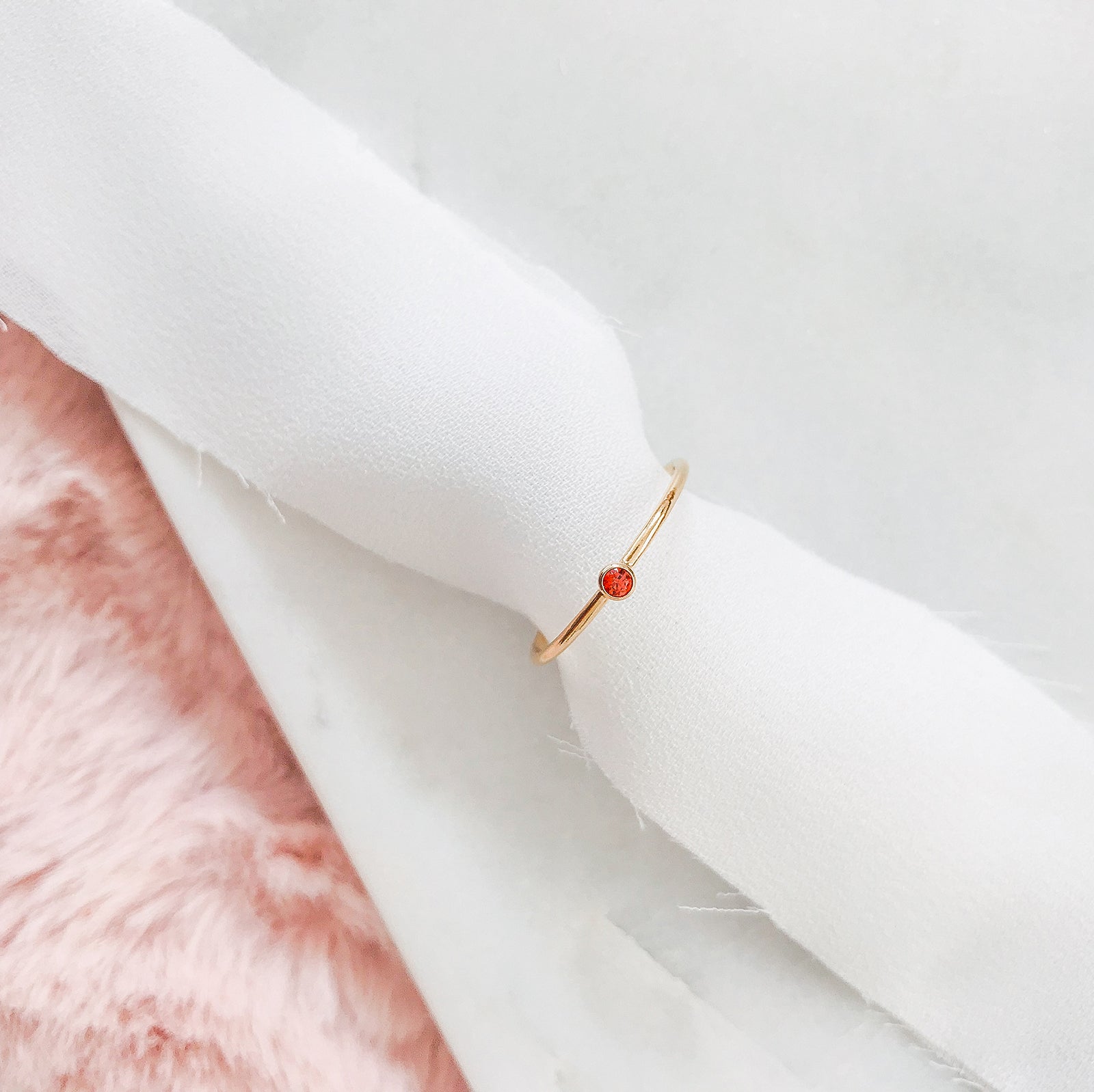 Personalised jewellery – handmade jewellery – KBN jewellery – dainty ring – birth month ring – birthstone ring – affordable ring – strength and peace ring – July stone rings – birthstone ring – stacking ring – red stone ring
