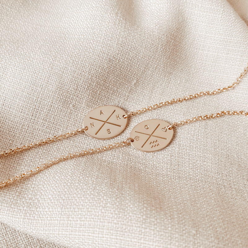Personalised jewellery - KBN Jewellery - handmade jewellery - cross my heart - dainty jewellery - initial bracelet - symbol bracelet  – custom initial bracelet – children initials - Cross my heart bracelet
