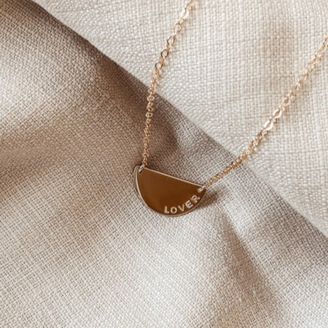 Personalised jewellery - KBN Jewellery - handmade jewellery – Personalised Jewellery gifts – Dainty jewellery – Australia made jewellery – extra large half pendant – half pendant necklace – name pendant – initial names – personalised necklace