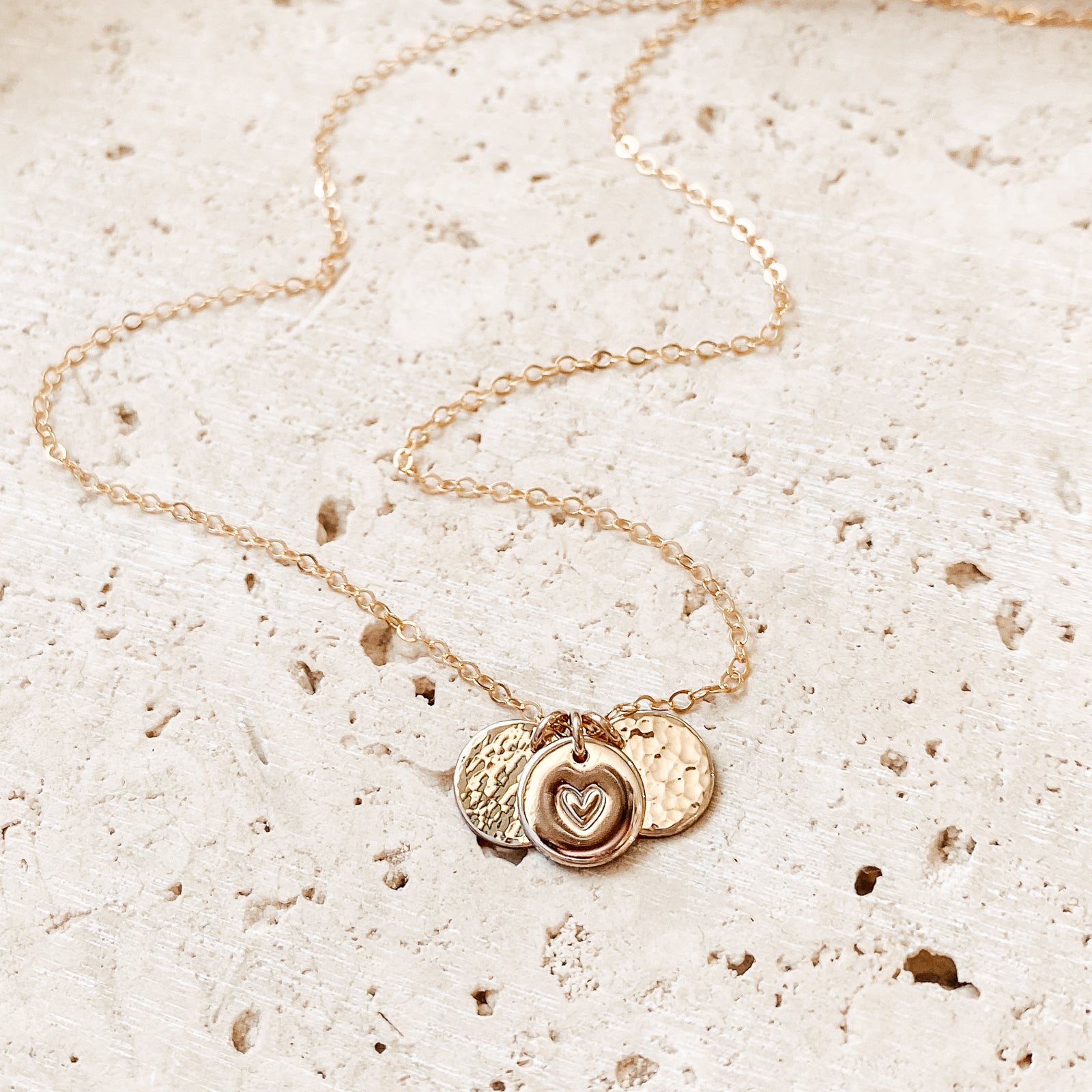 Sofia Necklace - Personalised jewellery - KBN Jewellery - handmade jewellery – small pendant necklace – initial necklace – symbol necklace – family initial necklace – children’s initial necklaces – birth flower initial necklace - textured pendant necklace