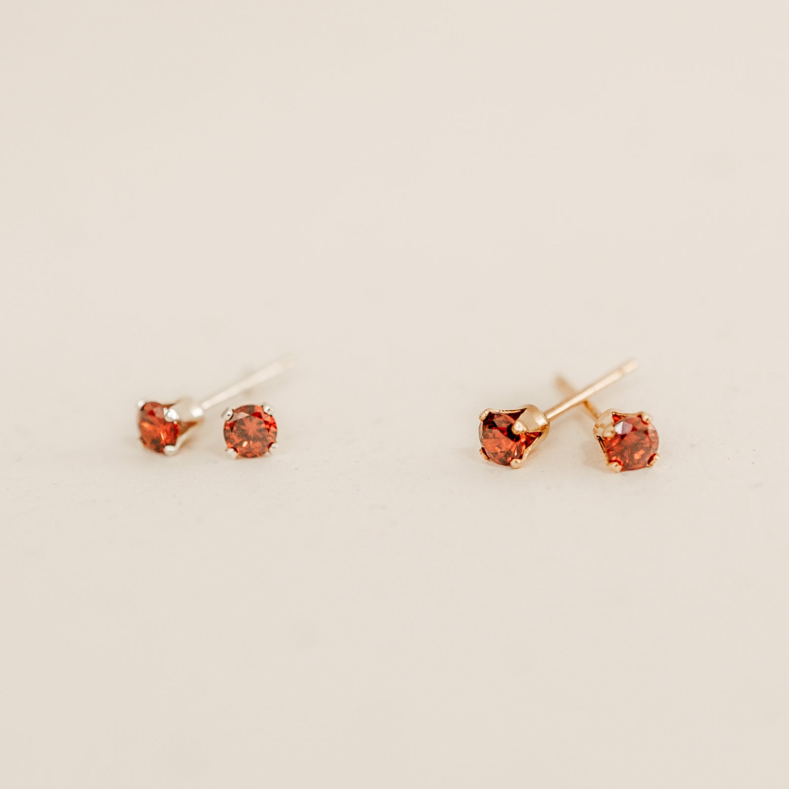Personalised jewellery – handmade jewellery – KBN jewellery – dainty earrings – birth month earrings – birthstone earrings – affordable earrings – birthstone earrings  – birthstone studs – stacking earrings – stone earrings – January earrings – red stone earrings