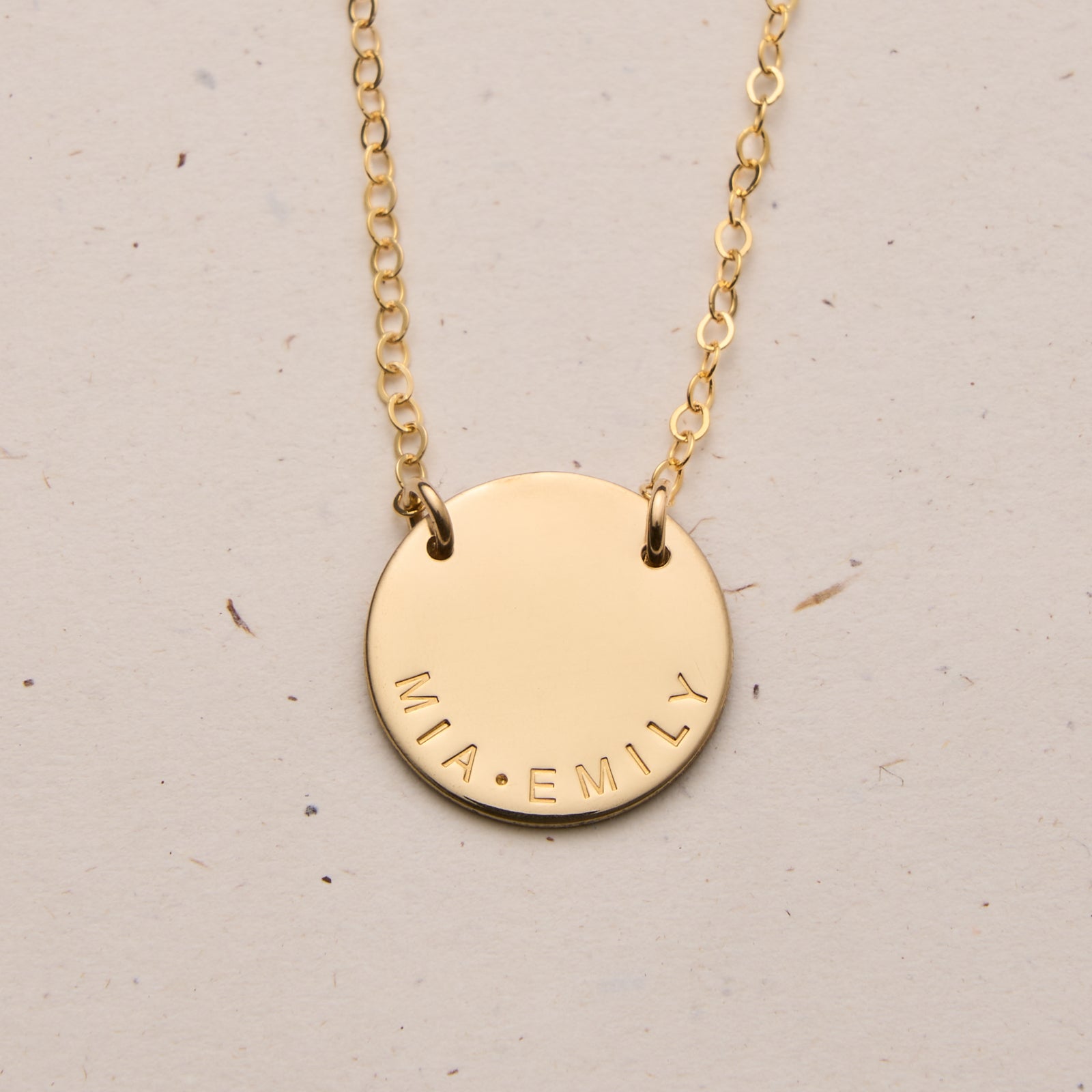 Personalised jewellery - KBN Jewellery - handmade jewellery – custom jewellery gifts – dainty necklace – Australian made – initial necklace – children’s initial necklace – roman numeral necklace – round pendant necklace – double holed necklace