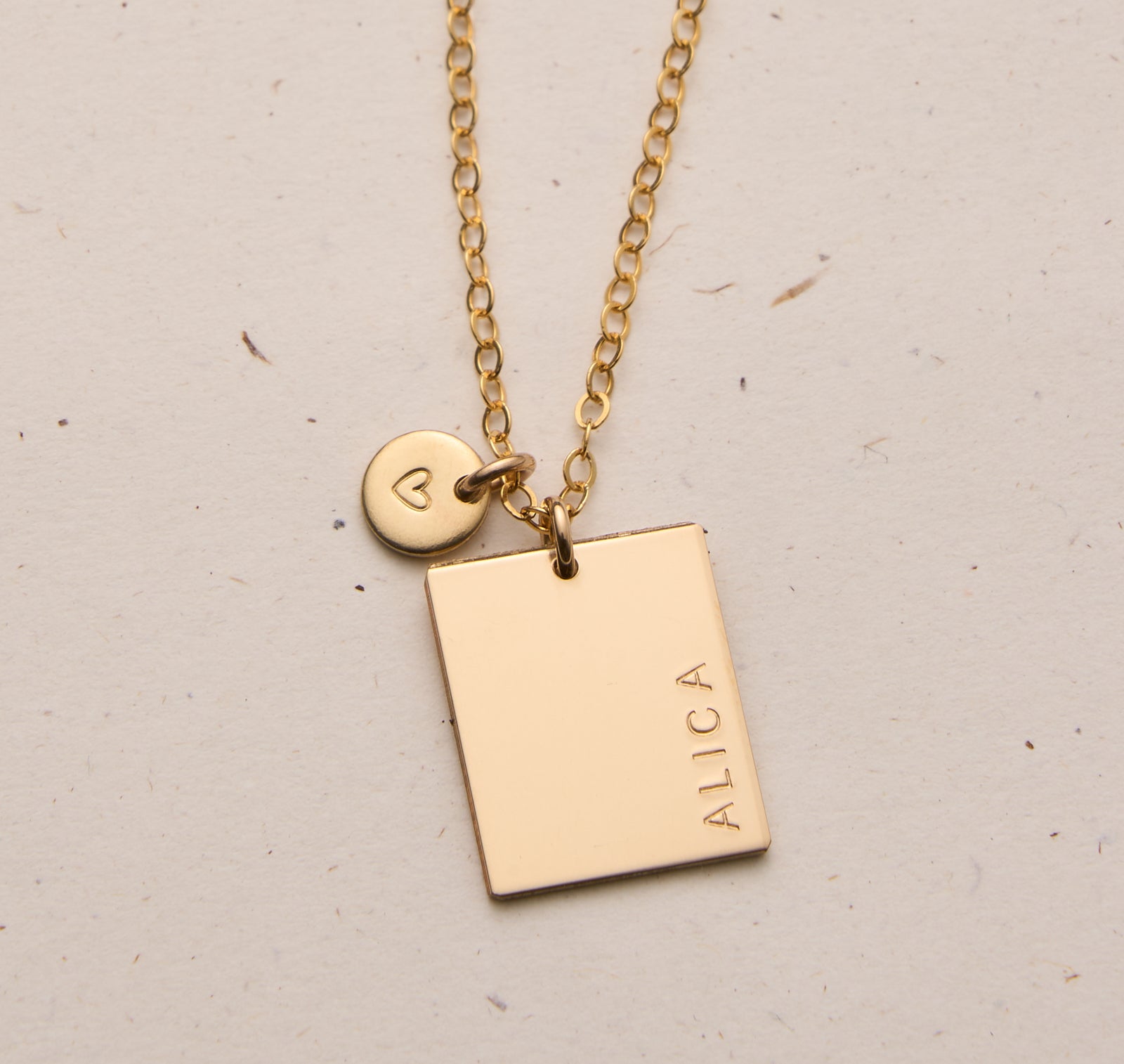 Personalised jewellery - KBN Jewellery - handmade jewellery – Personalised Jewellery gifts – Australian Made – rectangle pendant necklace – initial rectangle necklace – date necklace – rectangle and tiny pendant necklace