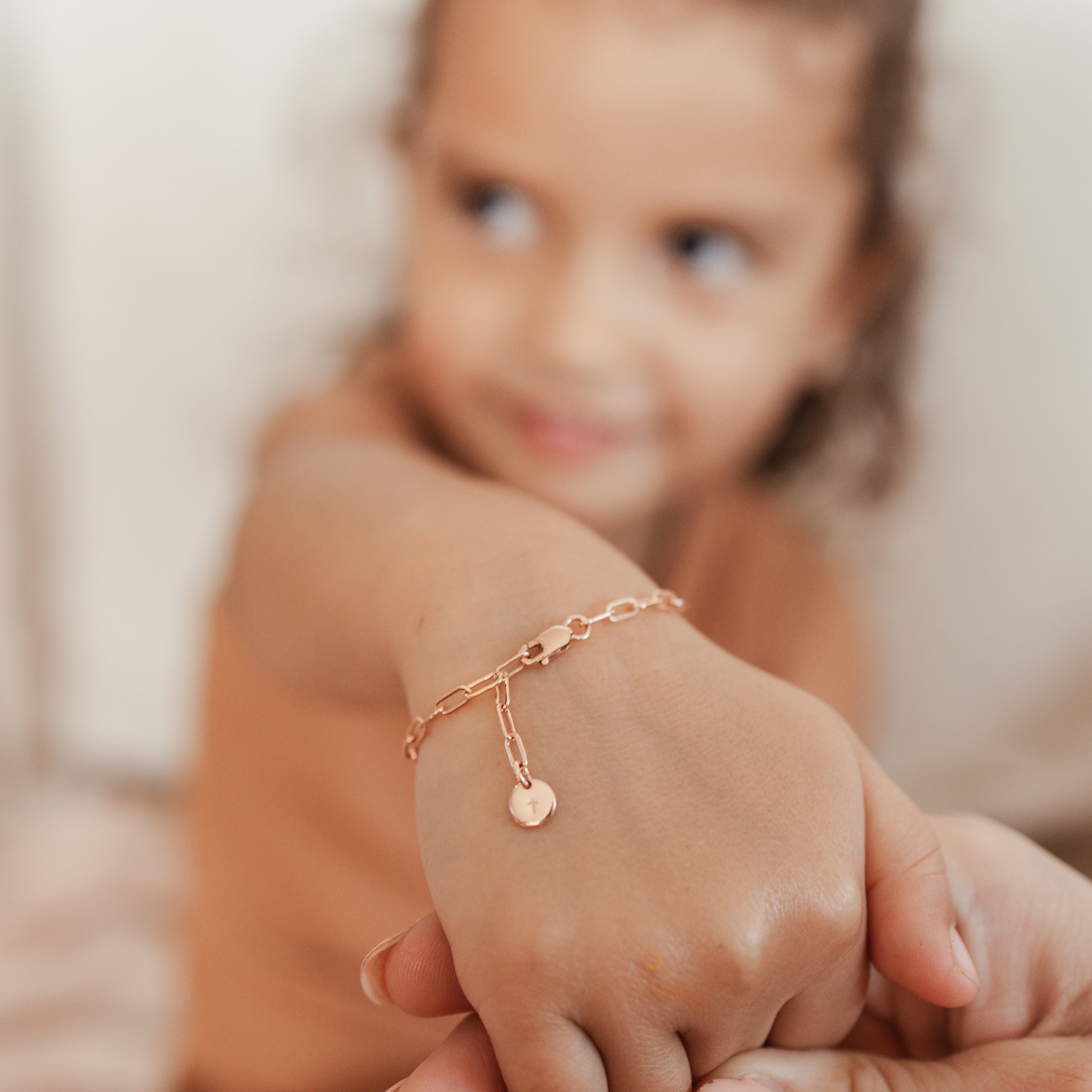 Personalised jewellery – handmade jewellery – KBN jewellery – Australian made jewellery – matching jewellery – matching mum and child bracelet – perfect gift for new mum – sentimental gift – newborn gift idea – new mum gift – matching jewellery – tiny pendant bracelet – linked chain bracelets