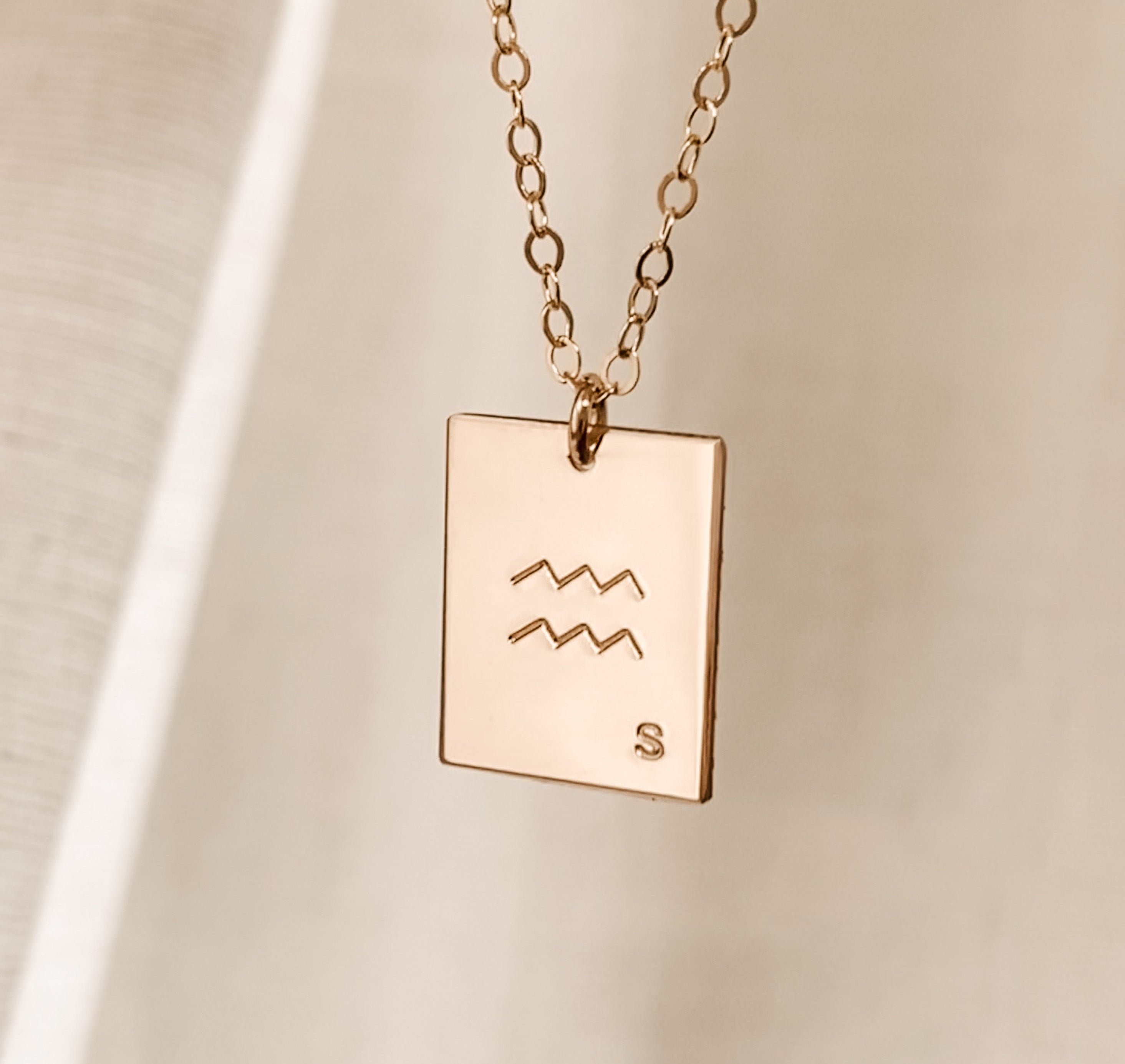 Personalised jewellery - KBN Jewellery - handmade jewellery – Personalised Jewellery gifts – Australian Made – zodiac sign necklace – rectangle pendant – birth flower necklace – initial necklace