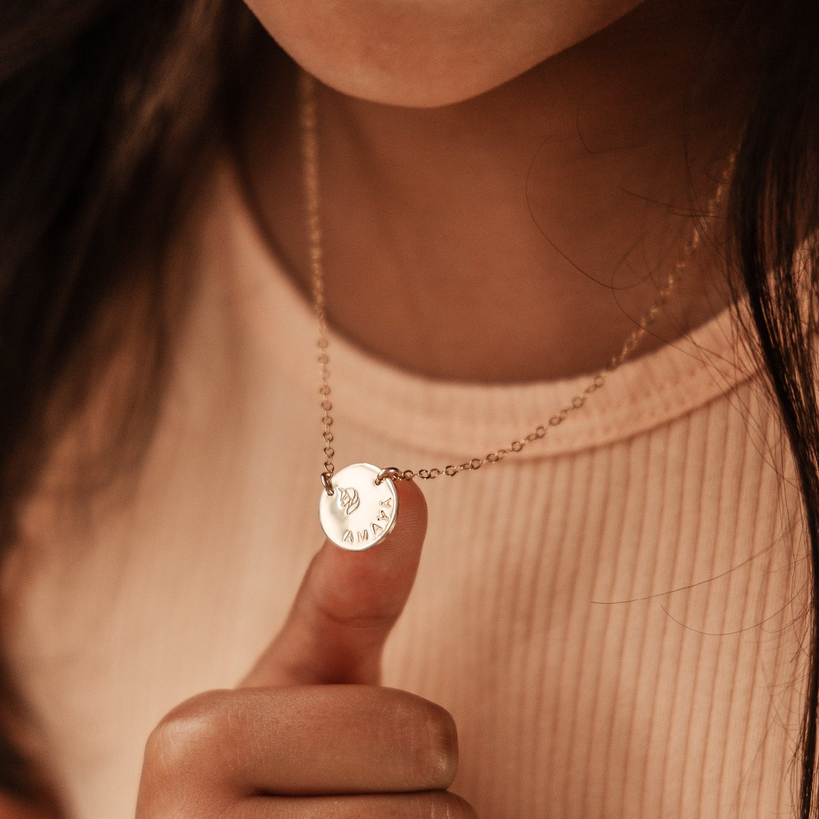 Personalised jewellery - KBN Jewellery - handmade jewellery – custom jewellery gifts – dainty necklace – medium pendant necklace – children name necklace – personalised kids name necklace – kids names on necklace – first necklace for children’s – symbol necklace
