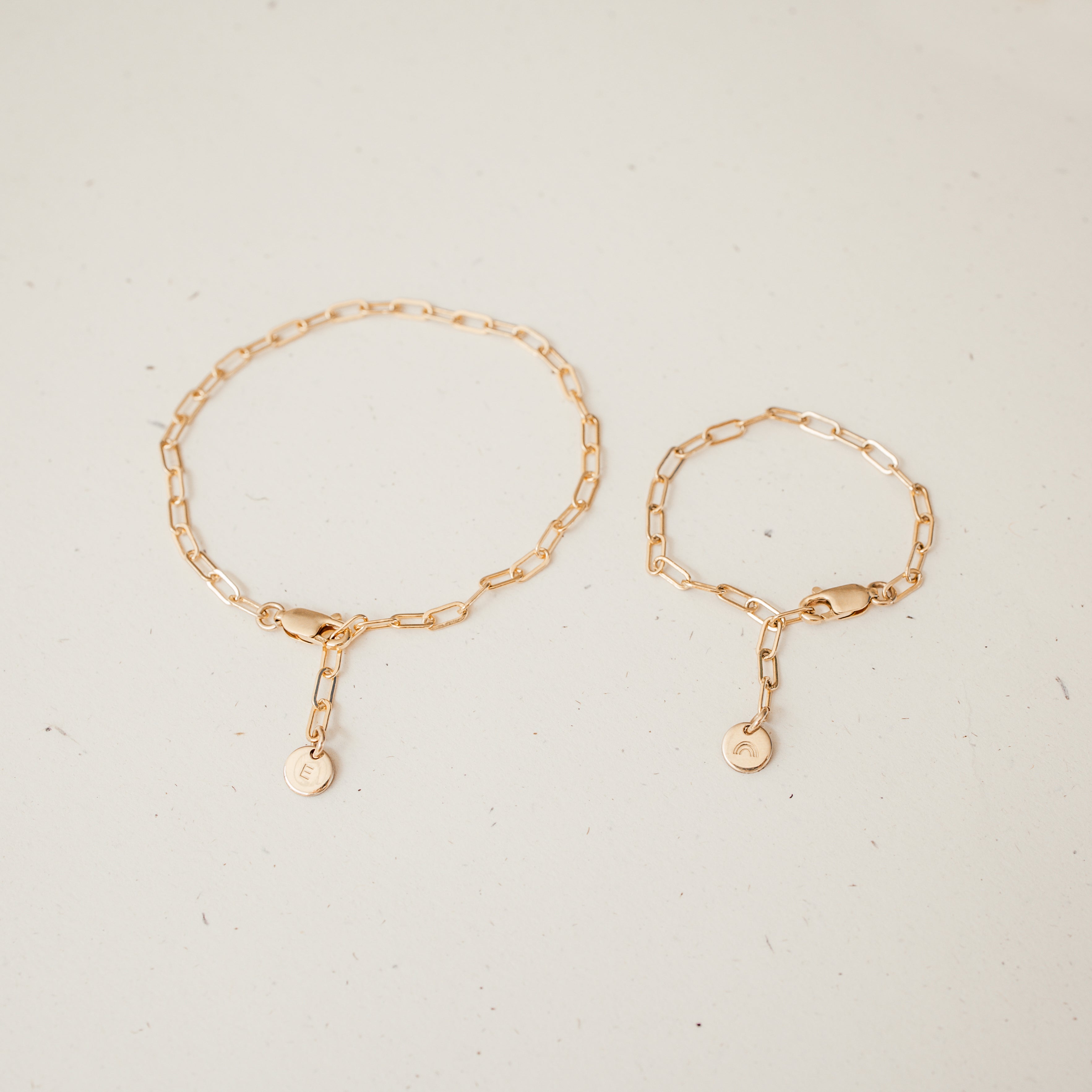 Personalised jewellery – handmade jewellery – KBN jewellery – Australian made jewellery – matching jewellery – matching mum and child bracelet – perfect gift for new mum – sentimental gift – newborn gift idea – new mum gift – matching jewellery – tiny pendant bracelet – linked chain bracelets