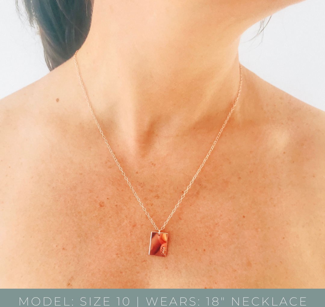 Personalised jewellery - KBN Jewellery - handmade jewellery – Personalised Jewellery gifts – Australian Made – zodiac sign necklace – rectangle pendant – birth flower necklace – initial necklace