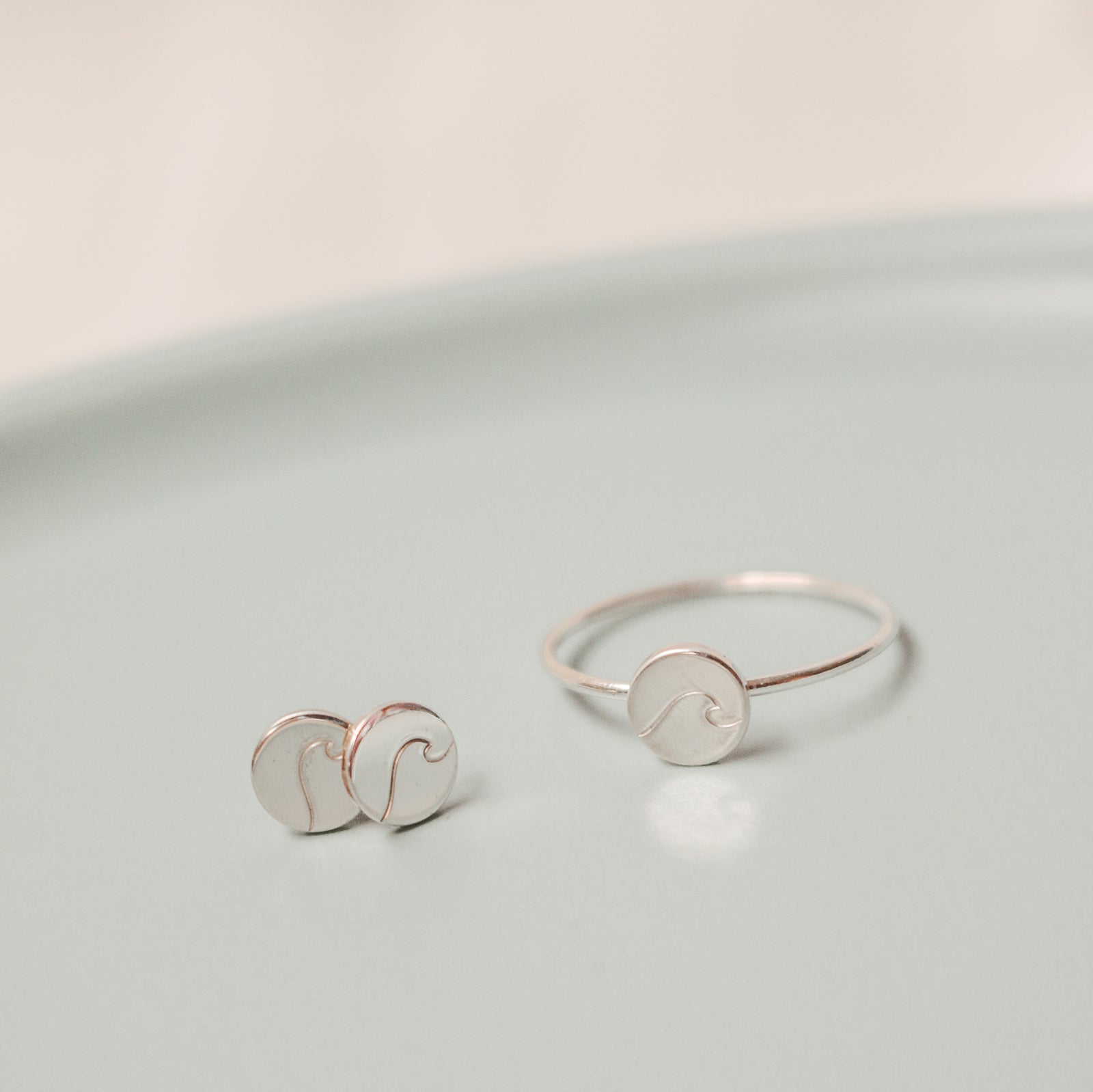 Personalised jewellery - KBN Jewellery - handmade jewellery – Personalised Jewellery gifts – personalised earrings – symbol earrings – simple studs – kid friendly earrings – personalised stud earrings - wave symbol jewellery - wave ring - wave earrings - beach earrings - beach jewellery