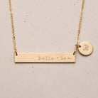 Personalised jewellery - KBN Jewellery - handmade jewellery – Personalised Jewellery gifts – Dainty jewellery- bar necklace – dainty bar necklace – personalised date necklace – roman numerals necklace – name bar necklace – words of affirmation necklace – long bar necklace – layering necklace – layering necklace inspiration – wedding gift idea – wedding gift idea for bride  - long pendant necklace with additional small pendant – unique necklace – personalised bar necklace