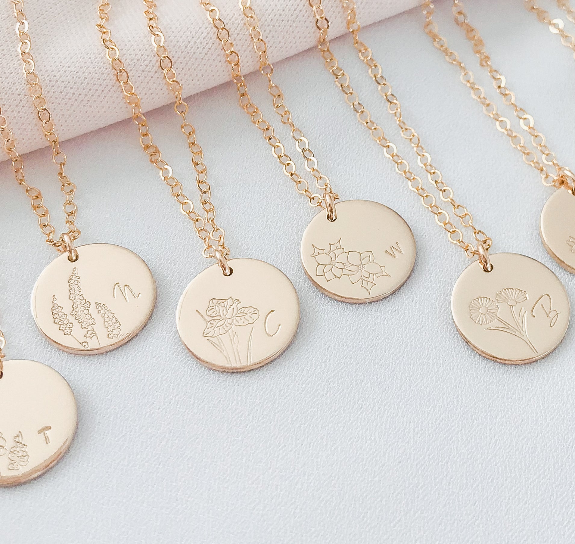 Personalised jewellery - KBN Jewellery - handmade jewellery – custom jewellery gifts – dainty necklace – medium pendant necklace – Larkspur Birth flower necklace – birthday necklace – July birthday gift – dainty jewellery – birth flower and initial necklace – everyday jewellery – Larkspur flower necklace – July necklace – lightness flower necklace