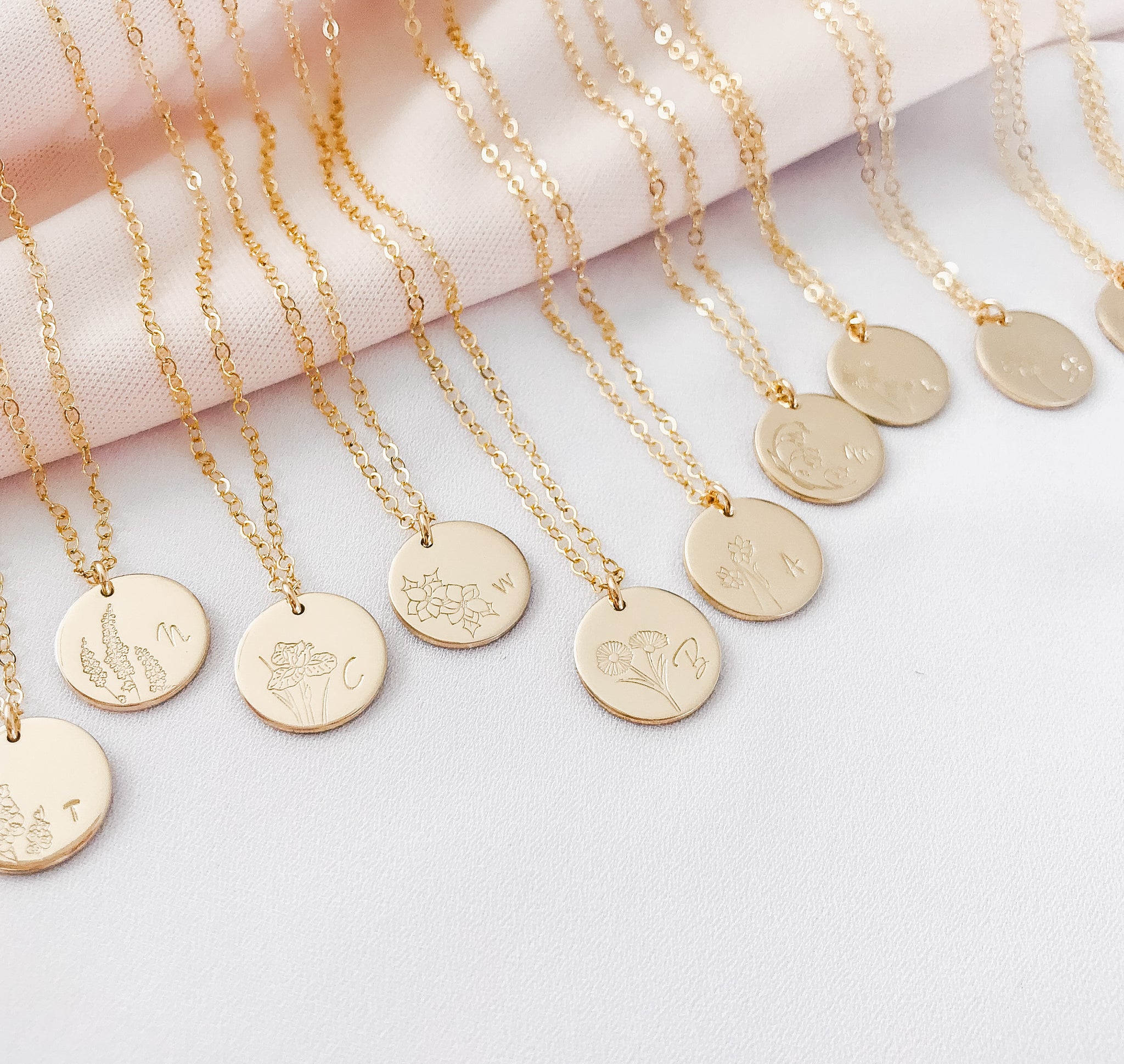 Personalised jewellery – handmade jewellery – KBN jewellery – Australian made jewellery – initial necklace – birth flower necklace – single pendant necklace with flower – birth flower necklace custom – custom birth month necklace – January flower necklace – admiration necklace