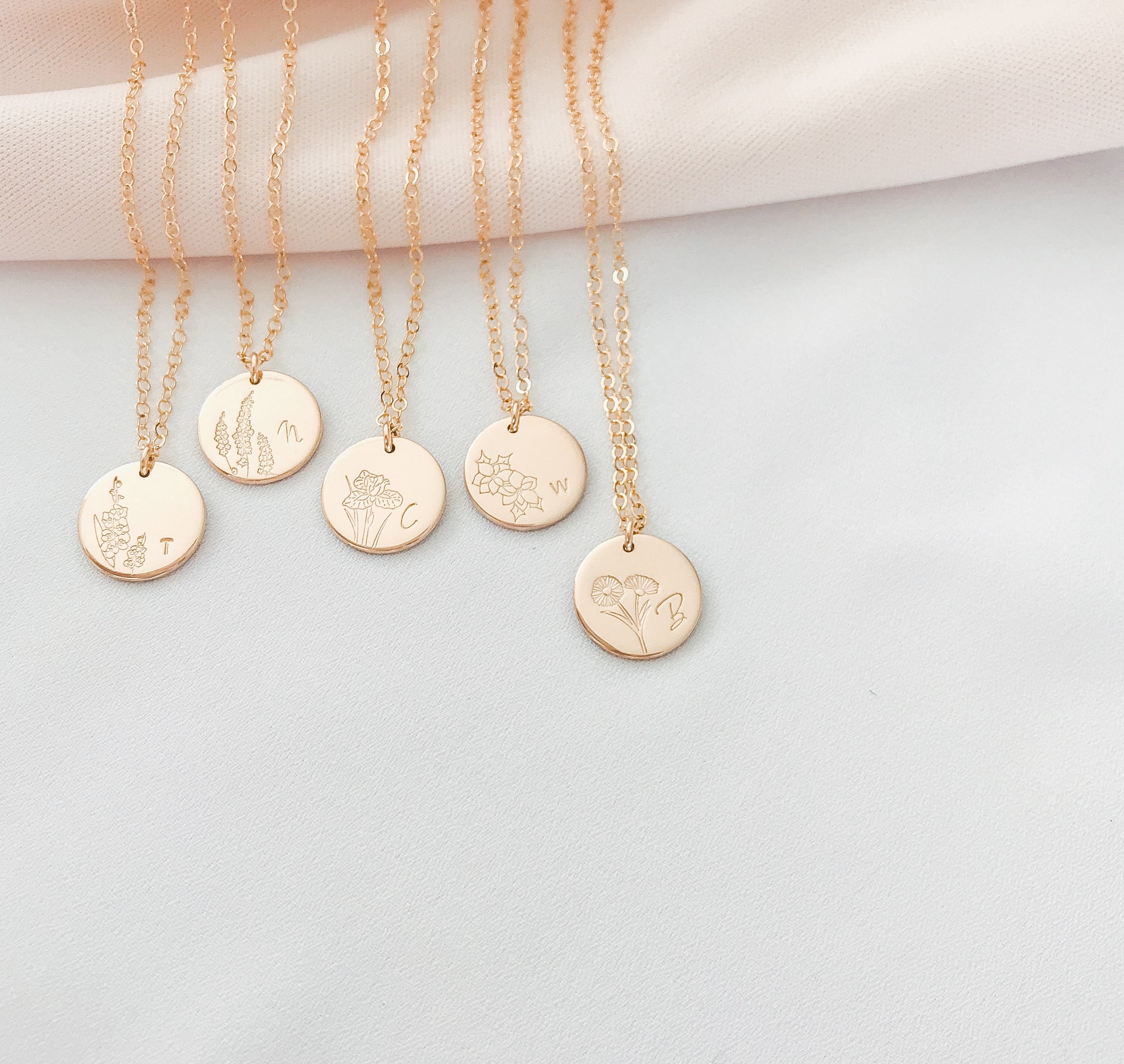 Personalised jewellery – handmade jewellery – KBN jewellery – Australian made jewellery – initial necklace – birth flower necklace – single pendant necklace with flower – birth flower necklace custom – custom birth month necklace – December flower necklace – success necklace