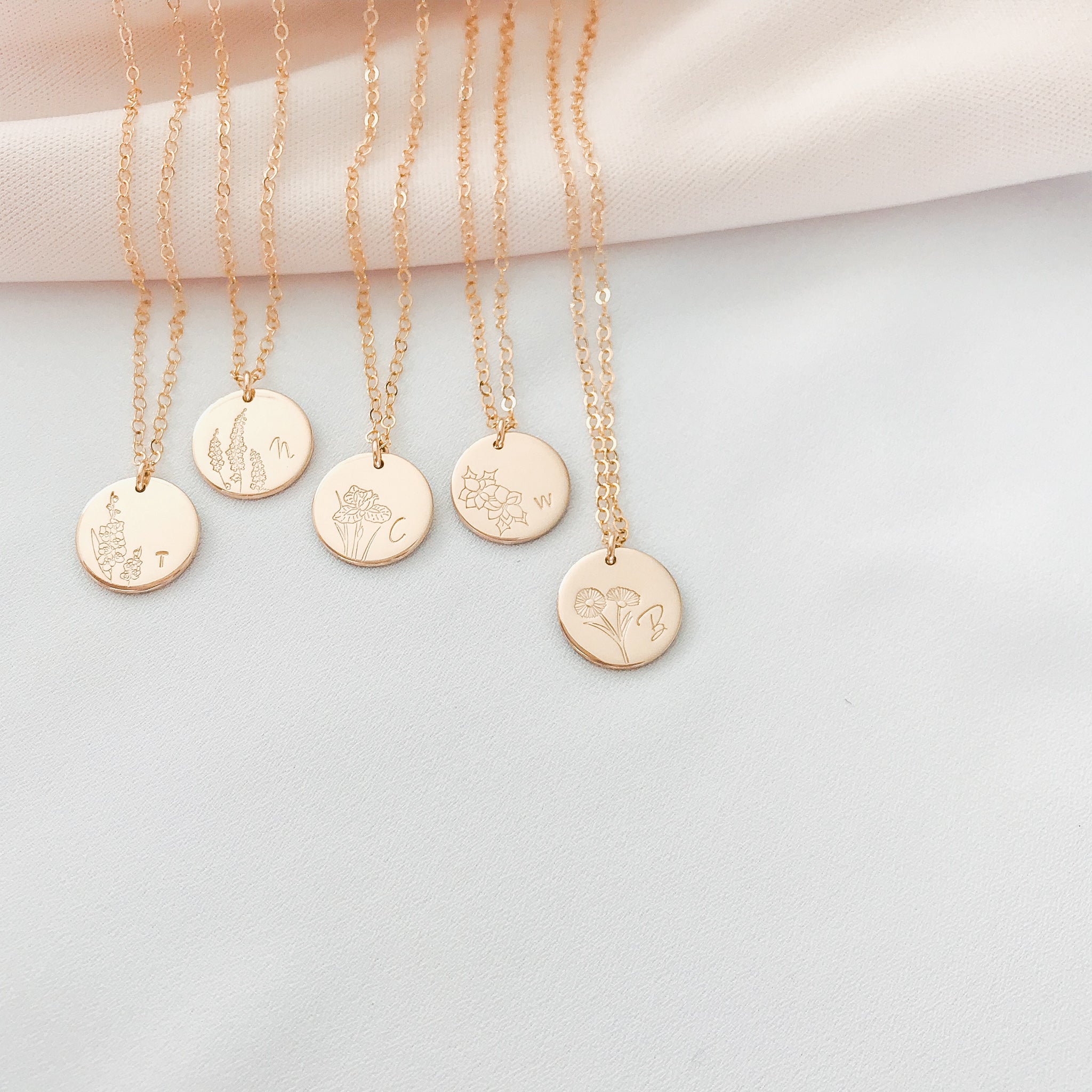 Personalised jewellery – handmade jewellery – KBN jewellery – Australian made jewellery – initial necklace – birth flower necklace – single pendant necklace with flower – birth flower necklace custom – custom birth month necklace – December flower necklace – success necklace