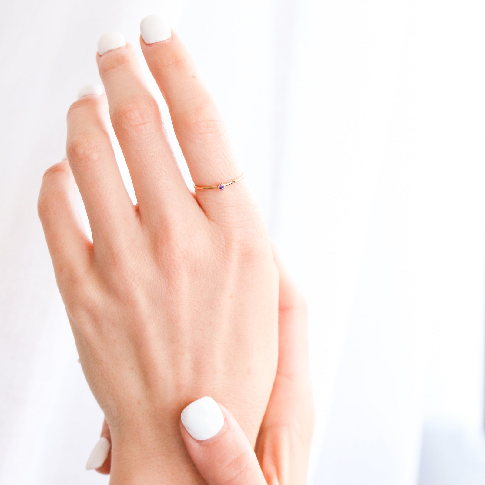 Personalised jewellery – handmade jewellery – KBN jewellery – dainty ring – birth month ring – birthstone ring – affordable ring – protection ring – February  stone rings – birthstone ring – stacking ring – purple stone ring