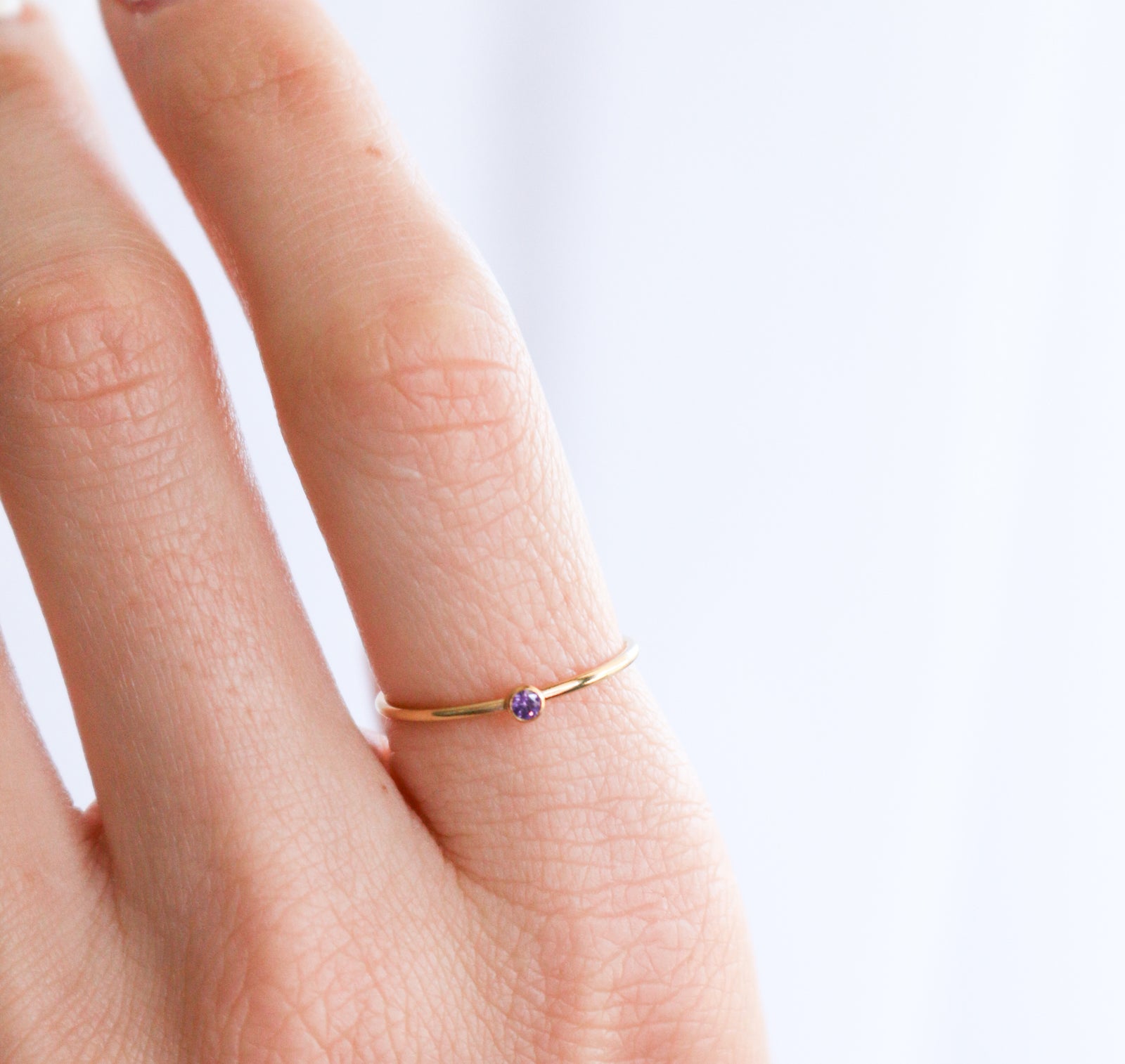 Personalised jewellery – handmade jewellery – KBN jewellery – dainty ring – birth month ring – birthstone ring – affordable ring – protection ring – February stone rings – birthstone ring – stacking ring – purple stone ring