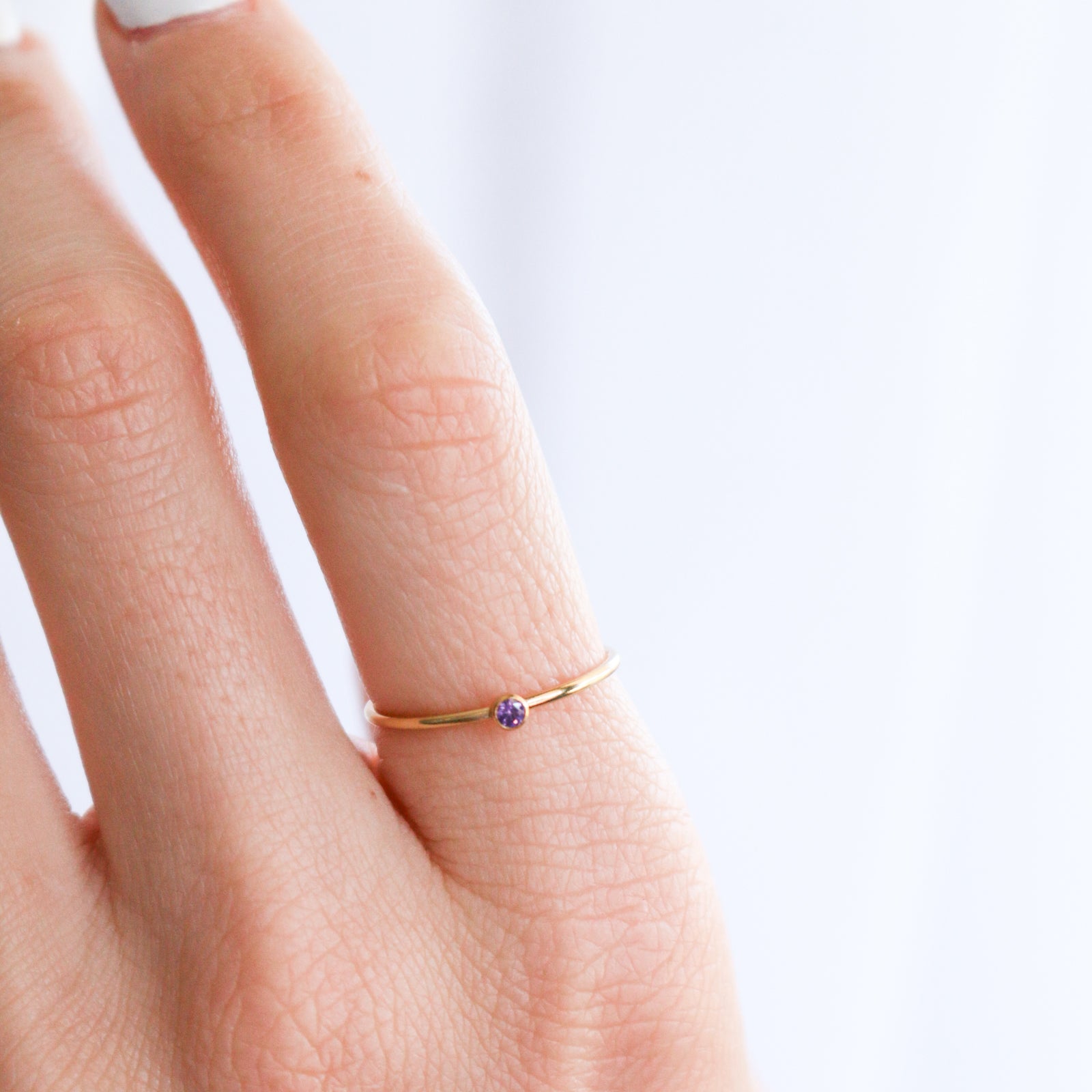 Personalised jewellery – handmade jewellery – KBN jewellery – dainty ring – birth month ring – birthstone ring – affordable ring – protection ring – February  stone rings – birthstone ring – stacking ring – purple stone ring