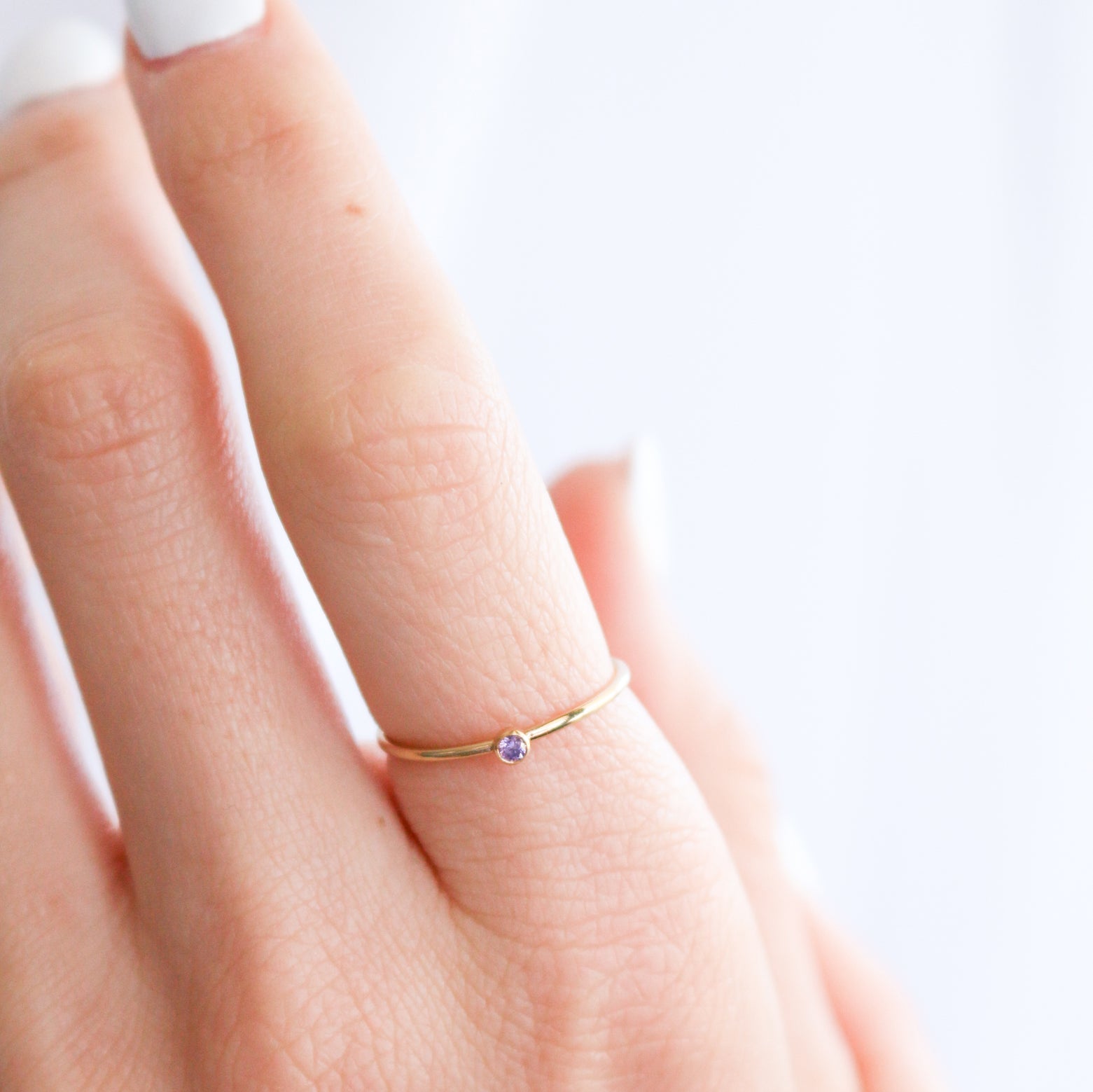 Personalised jewellery – handmade jewellery – KBN jewellery – dainty ring – birth month ring – birthstone ring – affordable ring – hope and happiness ring – June stone rings – birthstone ring – stacking ring – purple stone ring