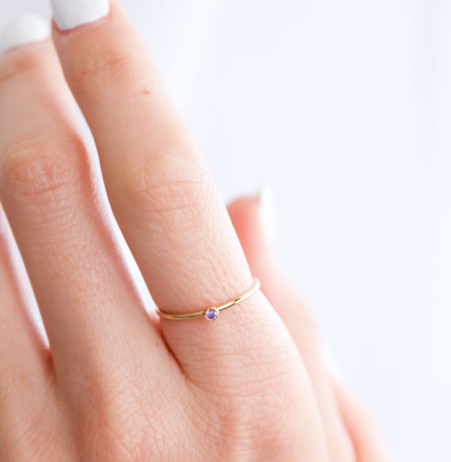 Personalised jewellery – handmade jewellery – KBN jewellery – dainty ring – birth month ring – birthstone ring – affordable ring – hope and happiness  ring – June  stone rings – birthstone ring – stacking ring – purple stone ring