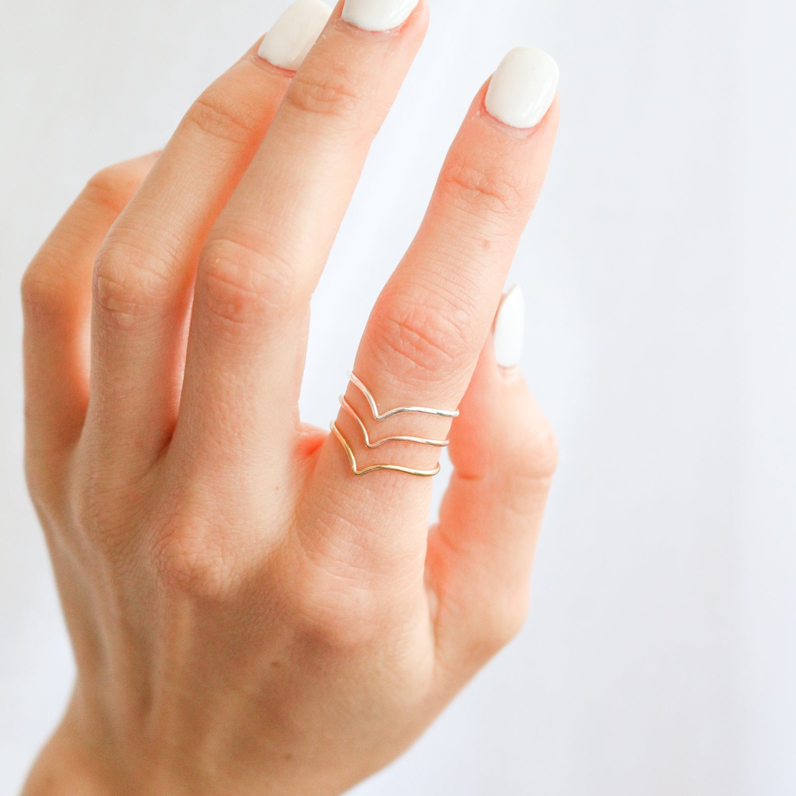 Personalised jewellery – handmade jewellery – KBN jewellery – dainty ring – affordable ring – stacking ring – twist ring – handmade jewellery – Australian made – round edged ring – staple ring – everyday ring – v ring – unique shaped ring