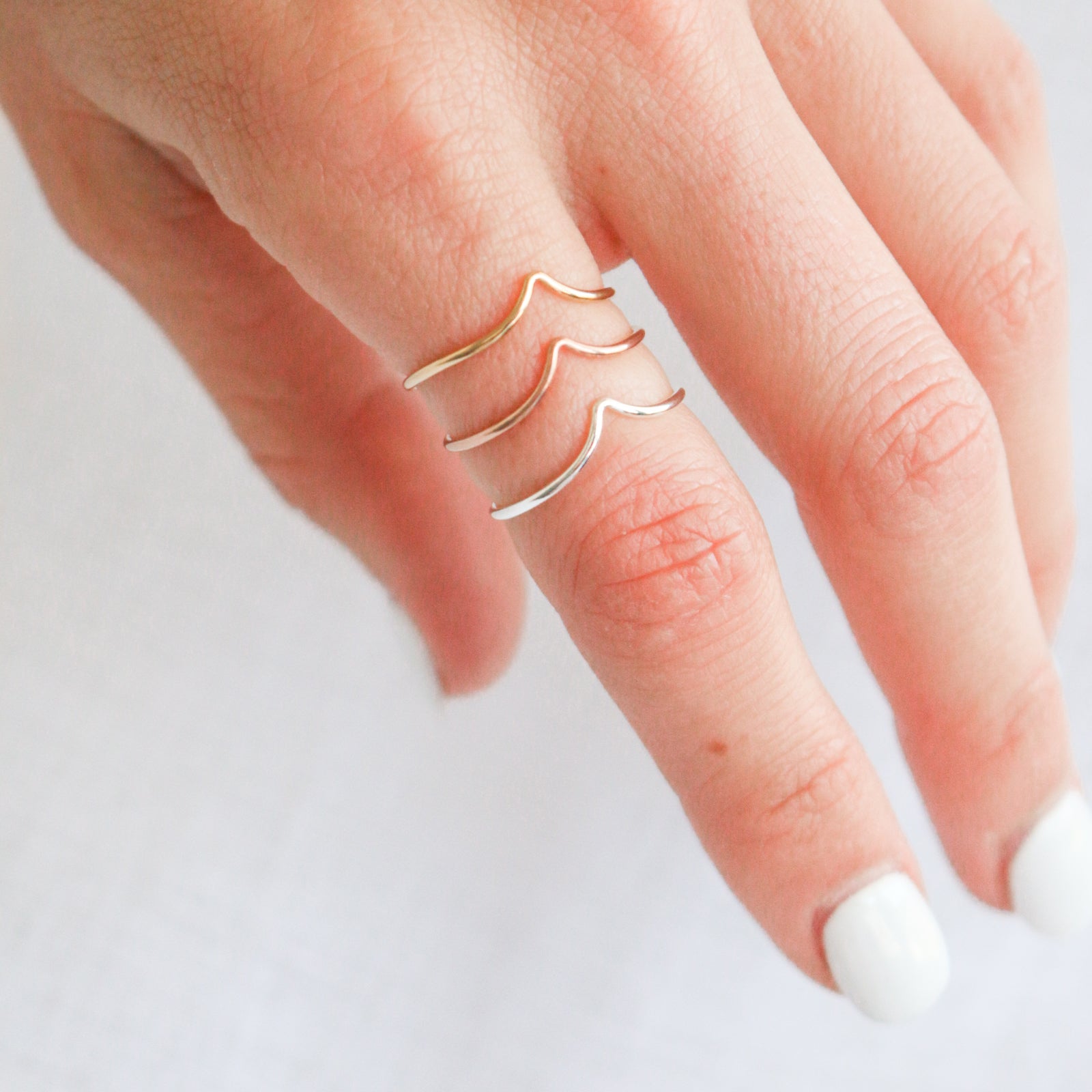 Personalised jewellery – handmade jewellery – KBN jewellery – dainty ring – affordable ring – stacking ring – twist ring – handmade jewellery – Australian made – round edged ring – staple ring – everyday ring – v ring – unique shaped ring