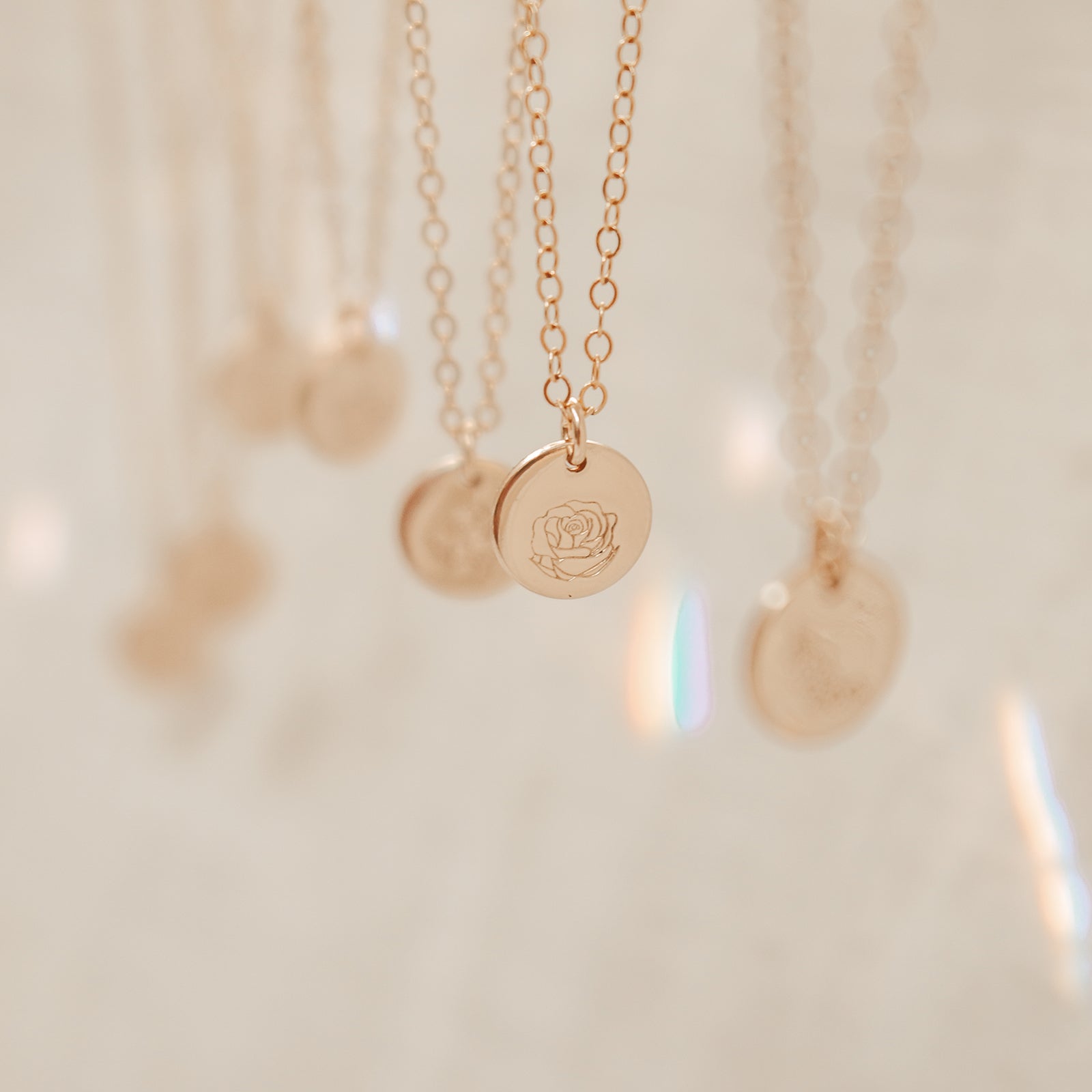 Personalised jewellery - KBN Jewellery - handmade jewellery – custom jewellery gifts – dainty necklace – medium pendant necklace – June Birth flower necklace – birthday necklace – June birthday gift – dainty jewellery – birth flower and initial necklace – everyday jewellery – Rose flower necklace – Rose necklace – love flower necklace