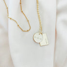 Personalised jewellery – handmade jewellery – KBN jewellery – Australian made jewellery – initial necklace – rectangle and circle pendant – two pendant necklace – initial necklace – children’s name necklace – personalised words necklace – unique necklace