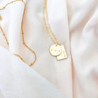 Personalised jewellery – handmade jewellery – KBN jewellery – Australian made jewellery – initial necklace – rectangle and circle pendant – two pendant necklace – initial necklace – children’s name necklace – personalised words necklace – unique necklace