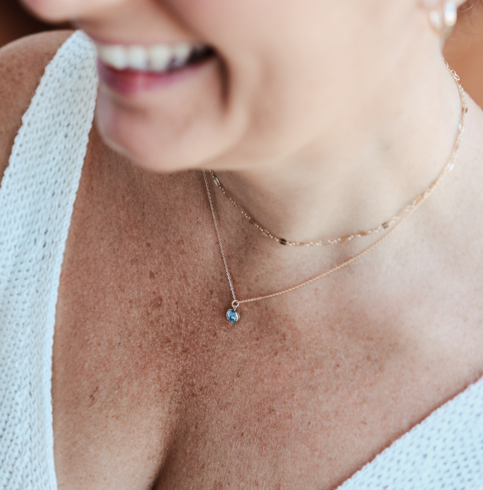 Personalised jewellery – handmade jewellery – KBN jewellery – Australian made jewellery – crystal pendant – birthstone drop necklace – birthstone pendant for necklace – crystal birthstone drop  – birthstone jewellery –blue  stone pendant – light blue birthstone for necklace – March  birthstone pendant – March  birthstone drop