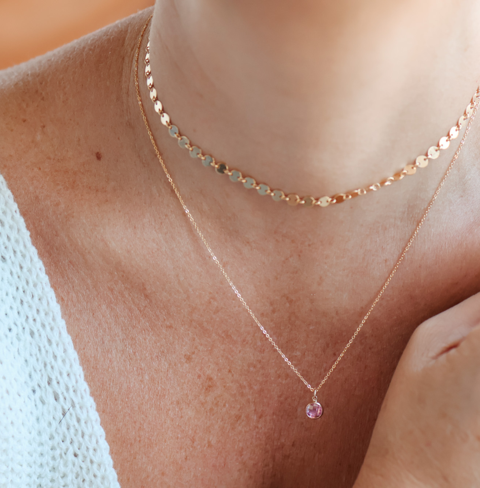 Personalised jewellery – handmade jewellery – KBN jewellery – Australian made jewellery – crystal necklace – birthstone drop necklace – birthstone pendant for necklace – crystal necklace – birthstone jewellery – pink stone pendant – pink birthstone for necklace – October birthstone pendant – October birthstone drop