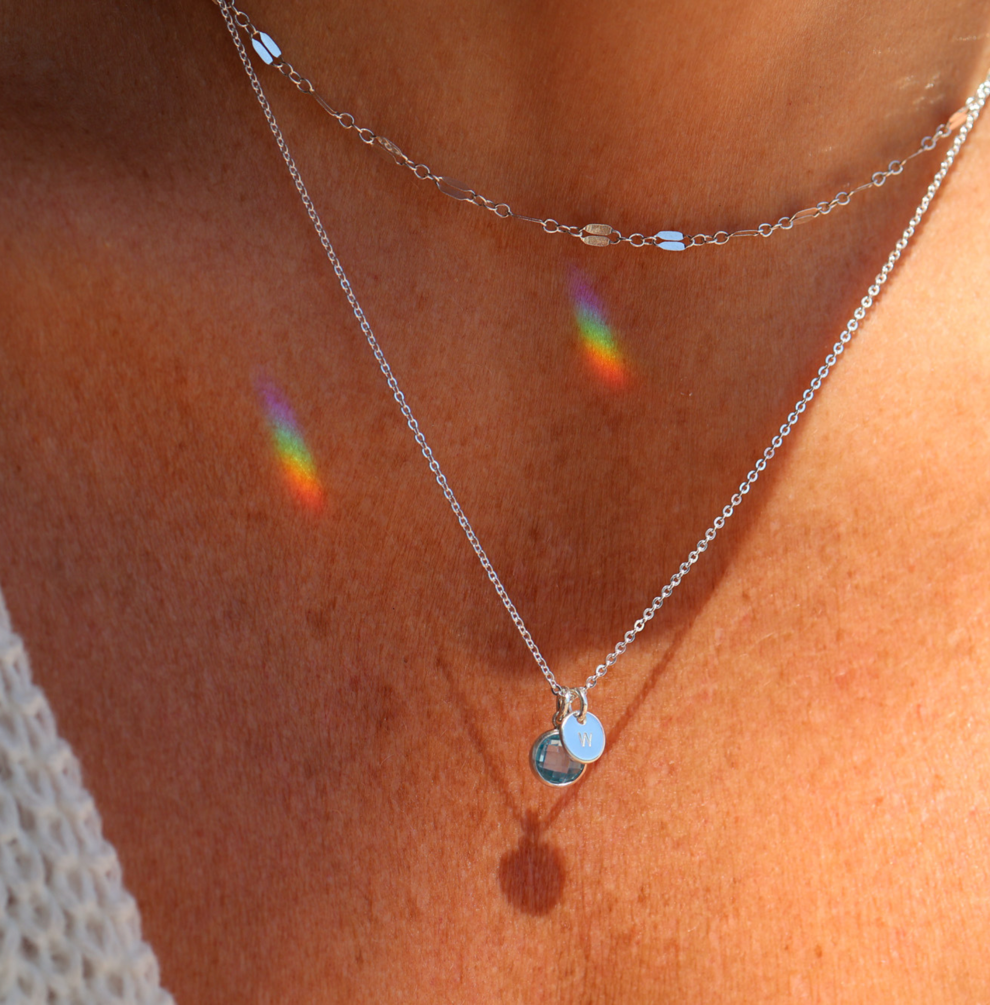 Personalised jewellery – handmade jewellery – KBN jewellery – Australian made jewellery – crystal necklace – birthstone drop necklace – birthstone pendant for necklace – crystal necklace – birthstone jewellery – light blue stone pendant – blue birthstone for necklace – December birthstone pendant – September birthstone drop