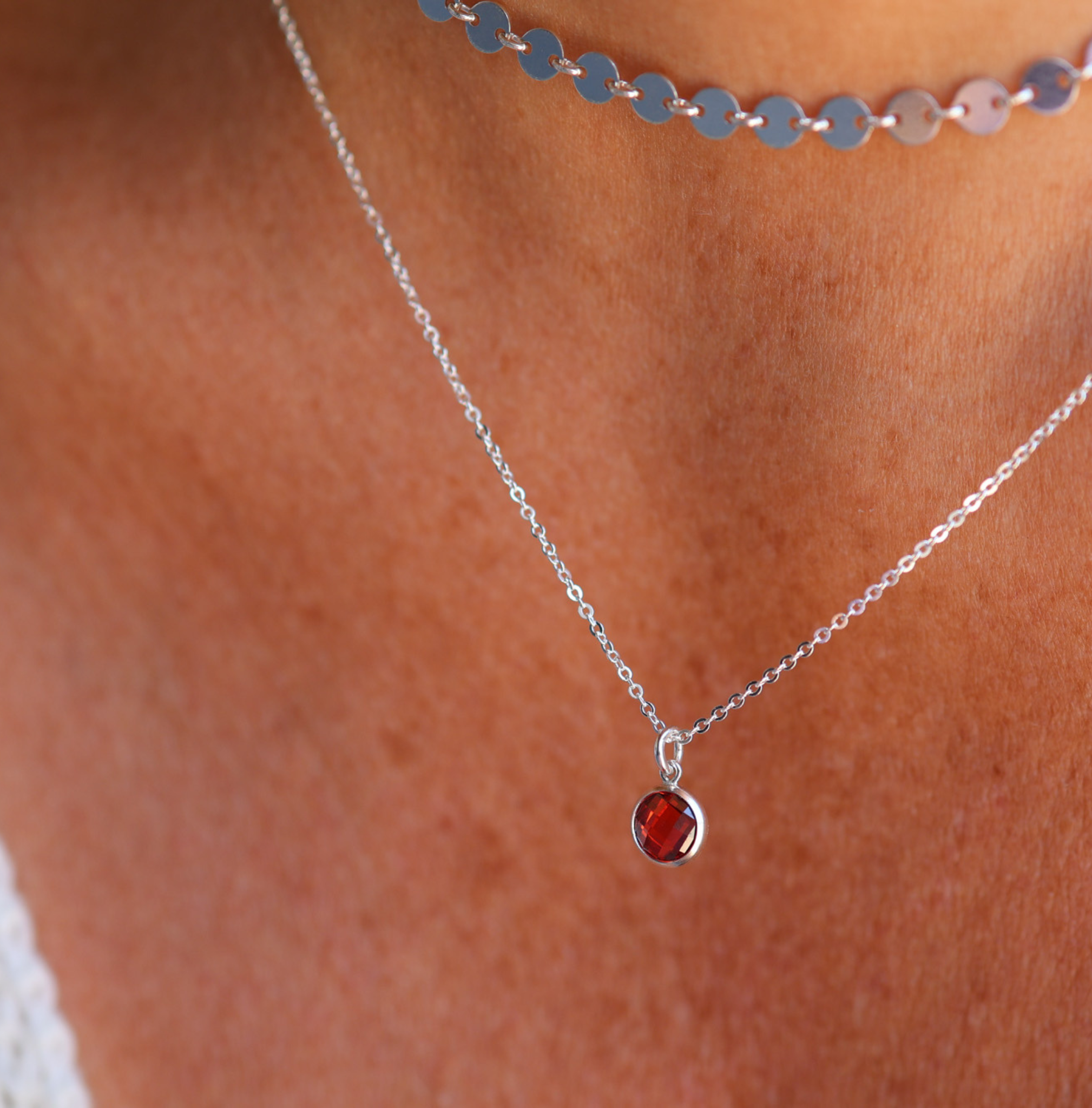 Personalised jewellery – handmade jewellery – KBN jewellery – Australian made jewellery – crystal pendant – birthstone drop necklace – birthstone pendant for necklace – crystal birthstone drop  – birthstone jewellery – red  stone pendant – dark red birthstone for necklace – July  birthstone pendant – July  birthstone drop