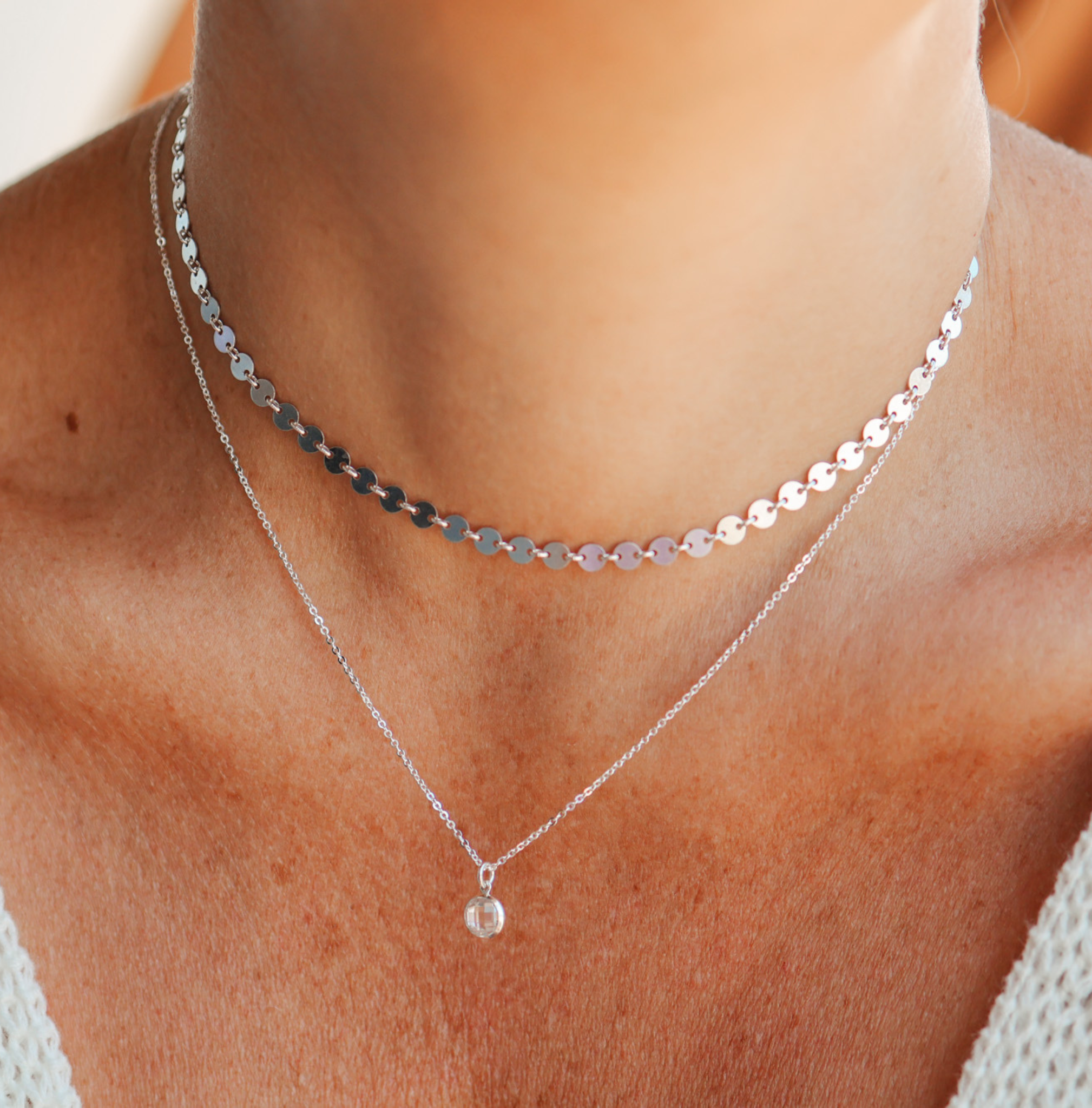 Personalised jewellery - KBN Jewellery - handmade jewellery – Personalised Jewellery gifts – Dainty jewellery- sparkly necklace – disc necklace – round chain necklace – stacking necklace – layering necklace 