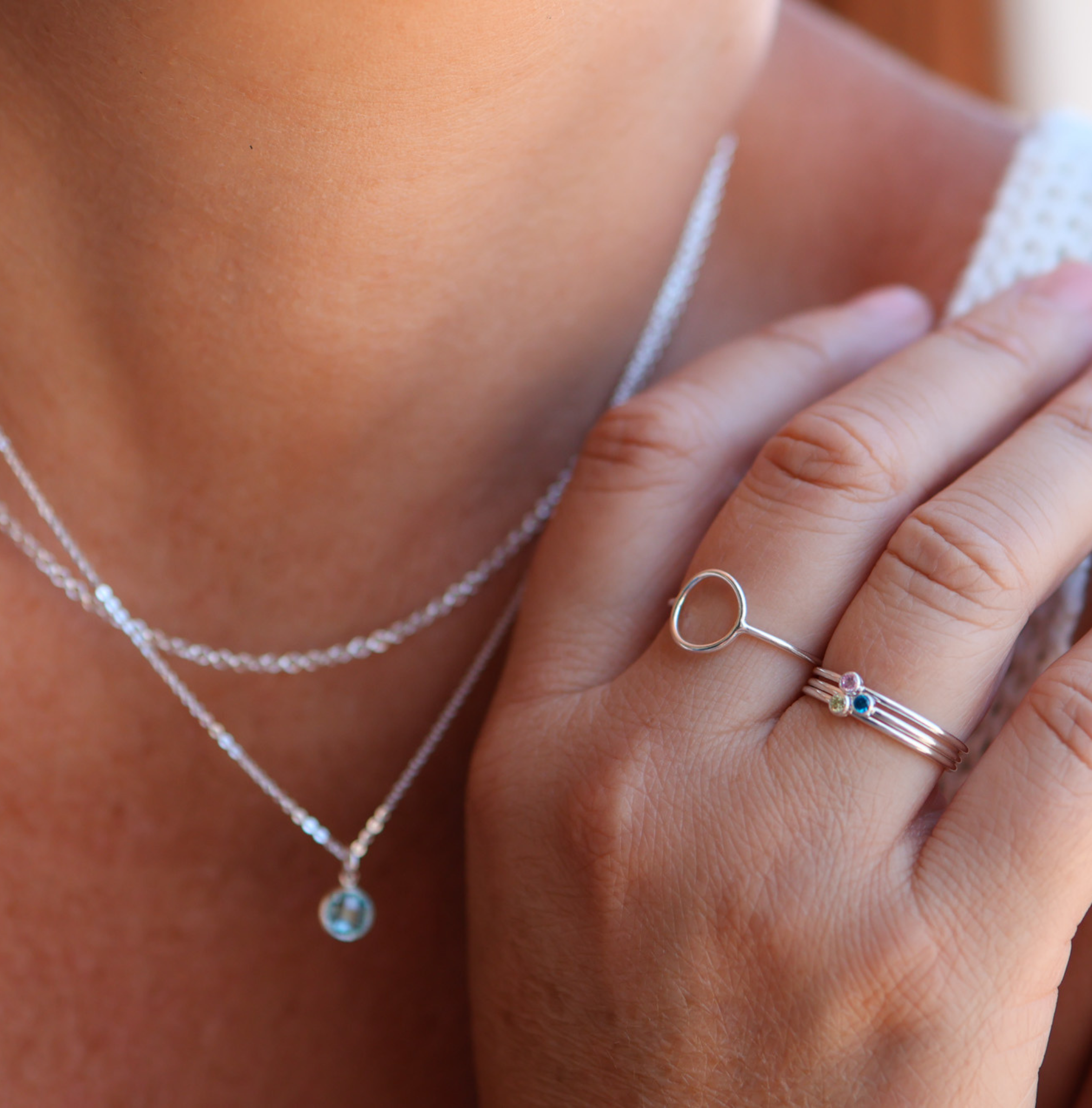 Personalised jewellery - KBN Jewellery - handmade jewellery – Personalised Jewellery gifts – Dainty jewellery – birthstone ring – stacking ring – small birthstone ring – pink stone – October birthstone ring