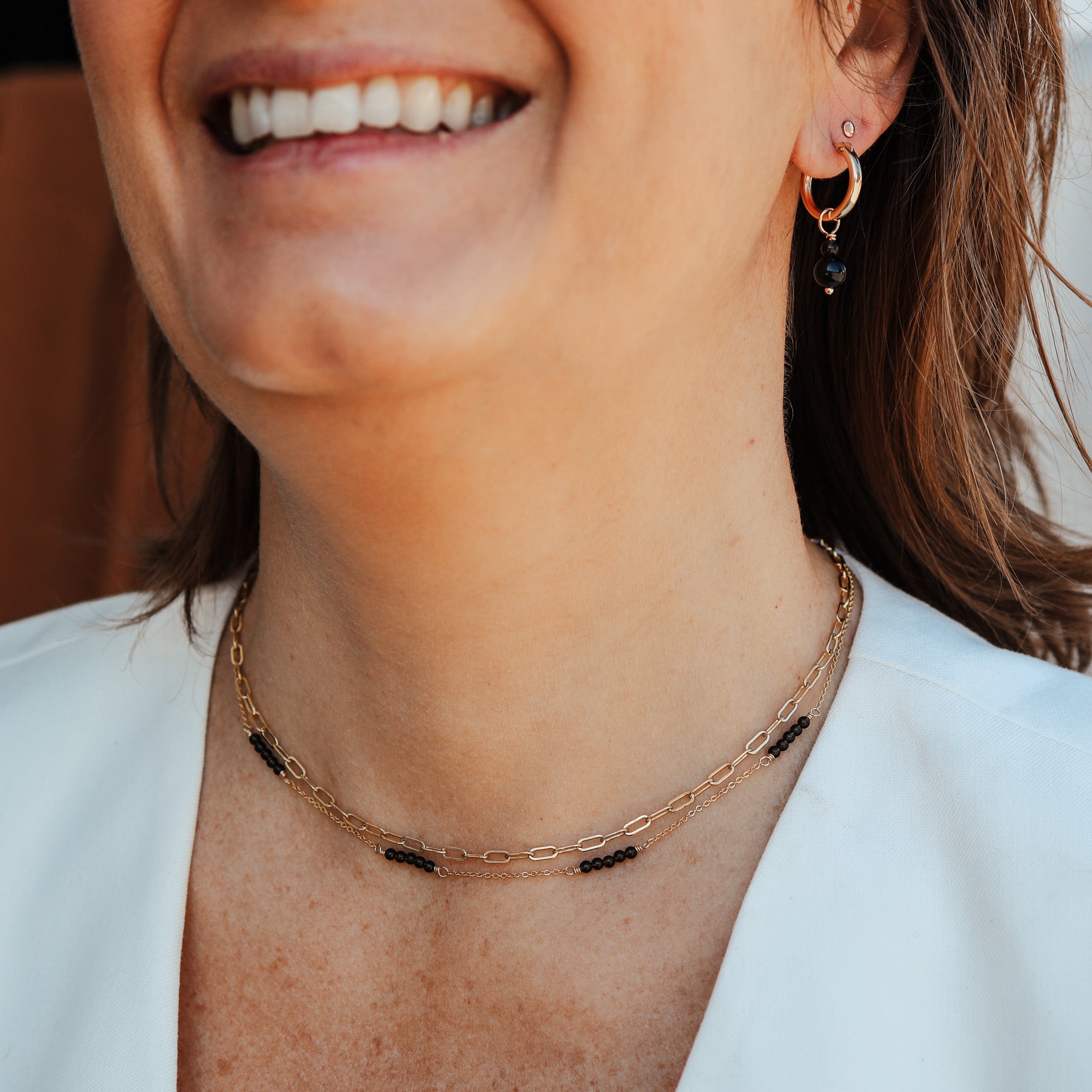 Personalised jewellery - KBN Jewellery - handmade jewellery – Personalised Jewellery gifts – Australian Made – gemstone necklace – blue lapis necklace – green jade necklace – amethyst necklace – black obsidian necklace – peach aventurine necklace – white howlite necklace – gemstone stack necklace 