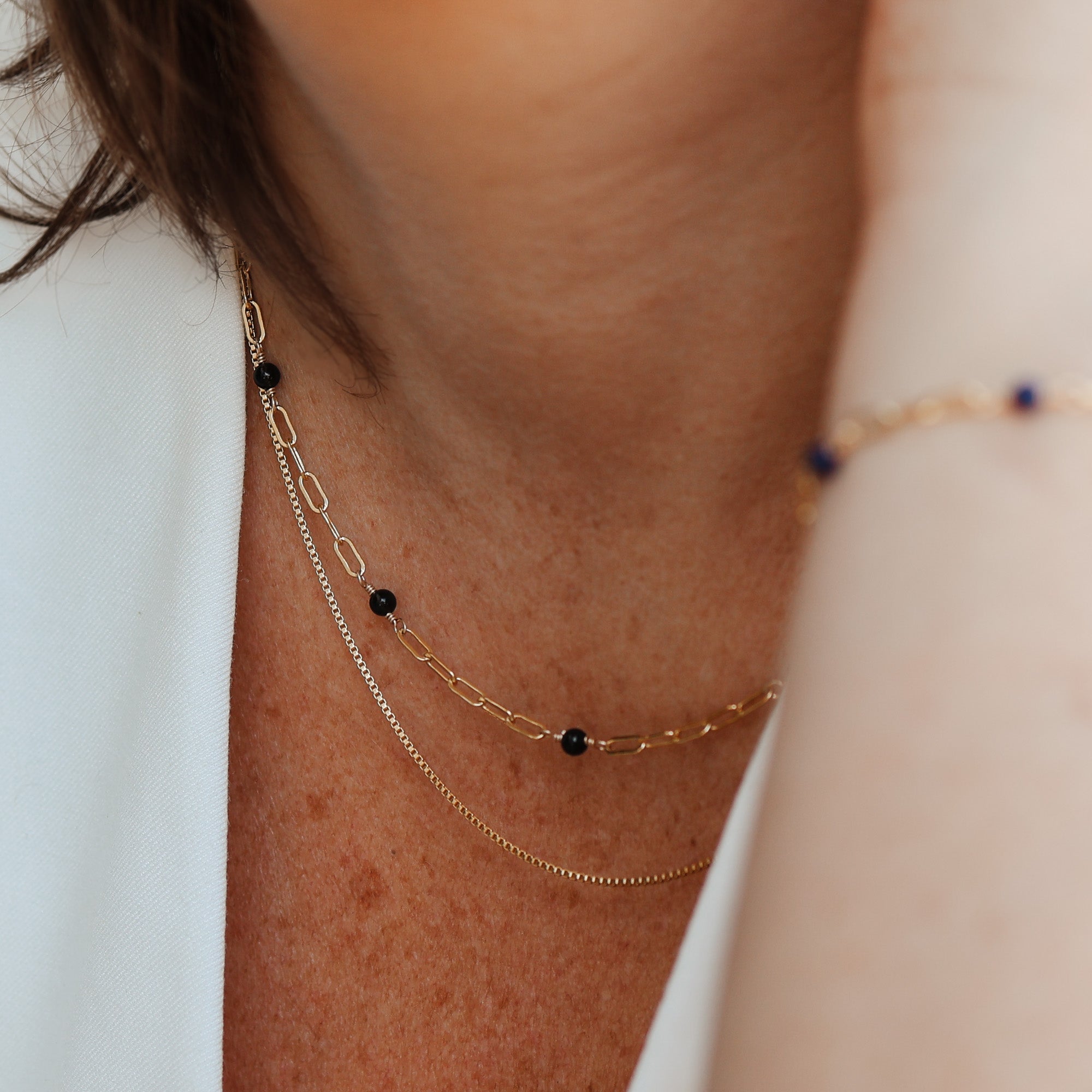 Personalised jewellery - KBN Jewellery - handmade jewellery – Personalised Jewellery gifts – Australian Made – gemstone necklace – blue lapis necklace – green jade necklace – amethyst necklace – black obsidian necklace – peach aventurine necklace – white howlite necklace – gemstone stack necklace 