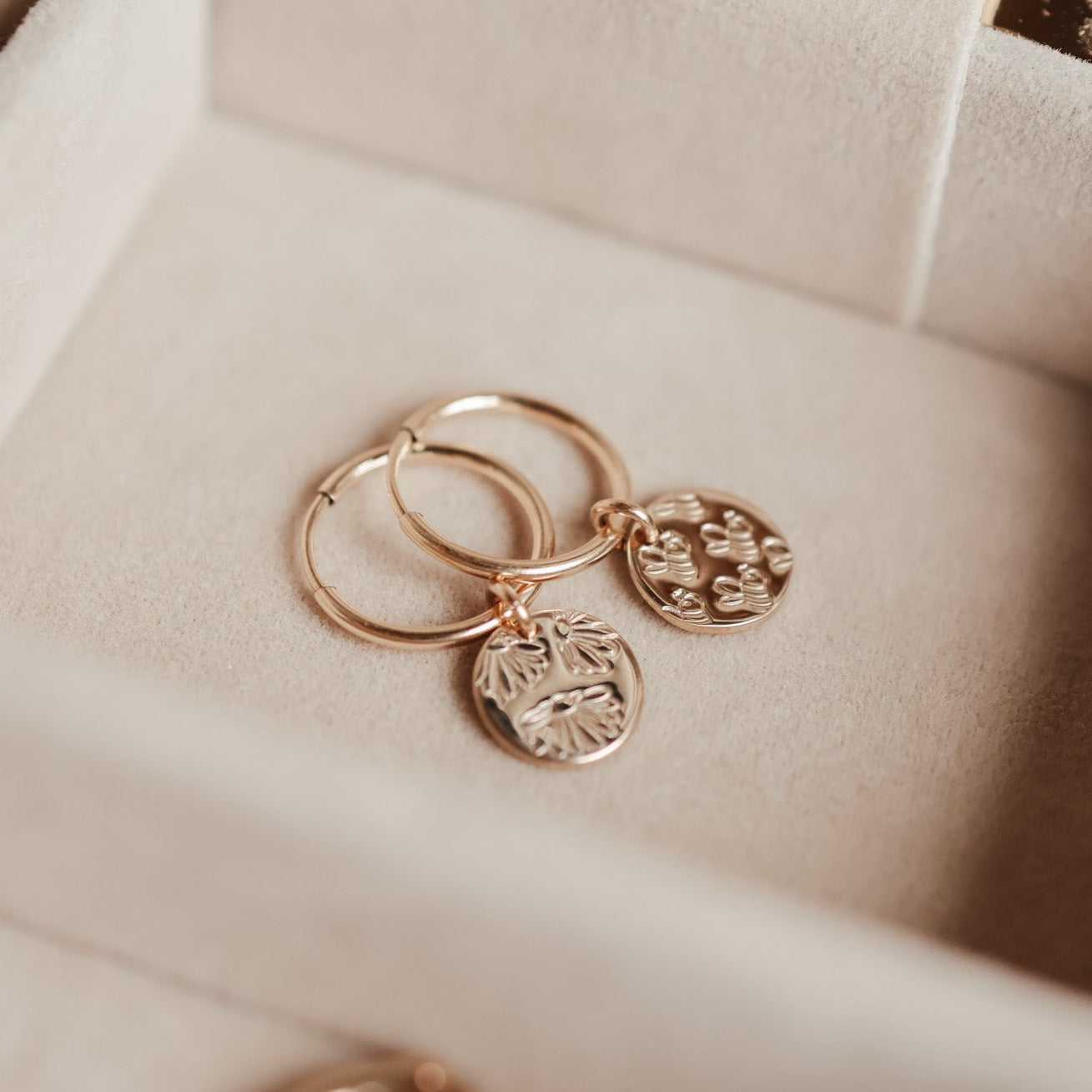 Personalised jewellery - KBN Jewellery - handmade jewellery – Personalised Jewellery gifts – personalised earrings – symbol earrings – simple hoops – kid friendly earrings – personalised hoop earrings – flower earrings – birth flower jewellery – dainty earrings