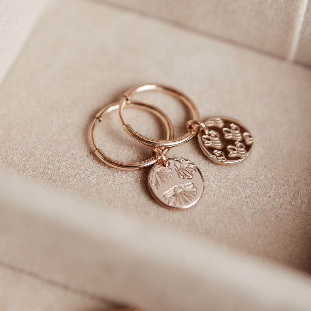 Personalised jewellery - KBN Jewellery - handmade jewellery – Personalised Jewellery gifts – personalised earrings – symbol earrings – simple hoops – kid friendly earrings – personalised hoop earrings – flower earrings – birth flower jewellery – dainty earrings