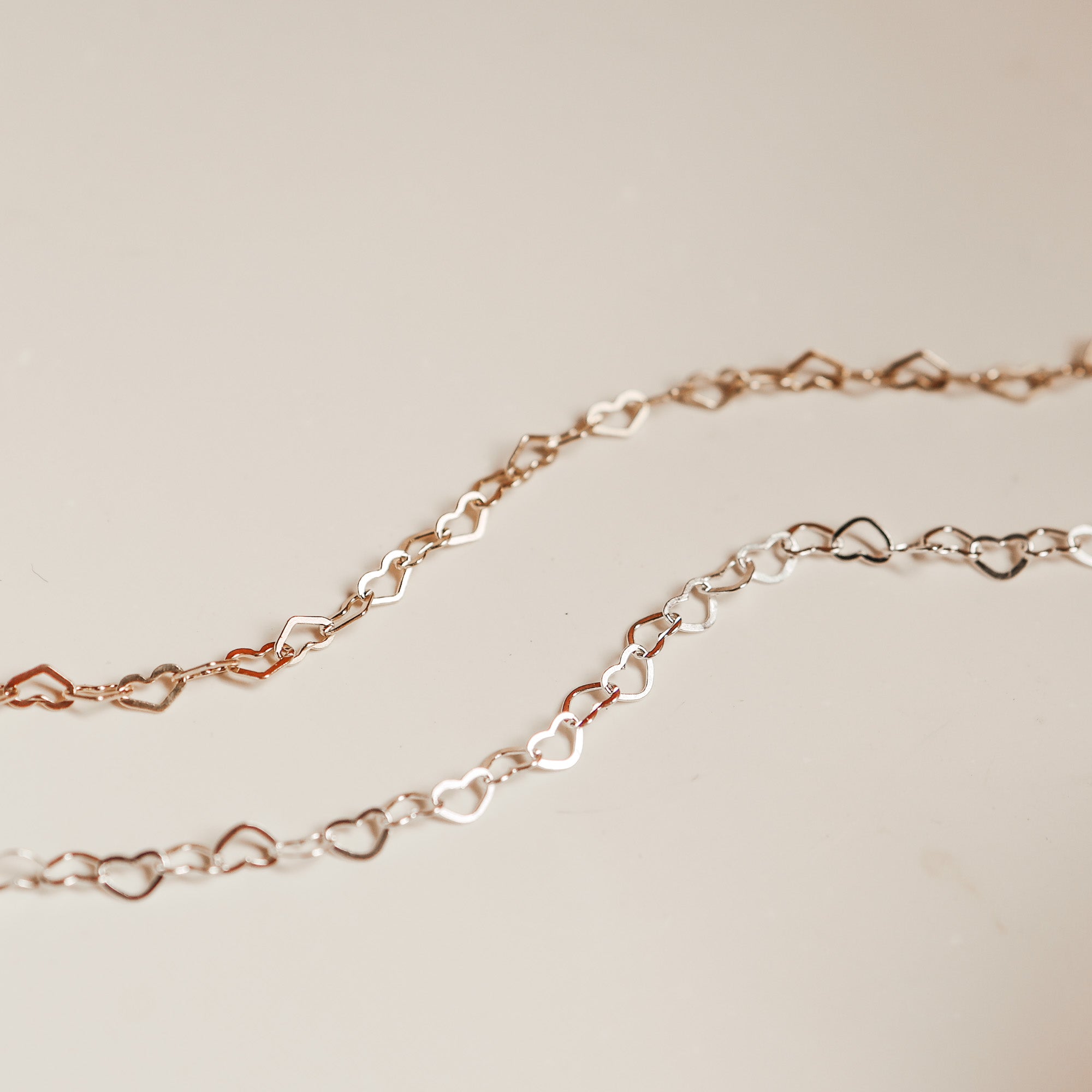 Personalised jewellery - KBN Jewellery - handmade jewellery – Personalised Jewellery gifts – Dainty jewellery – layering bracelet – linked chain – unique chain – layering – Australia made – KBN Jewellery – Most popular necklace – trendy necklace – heart link chain – small heart chain 
