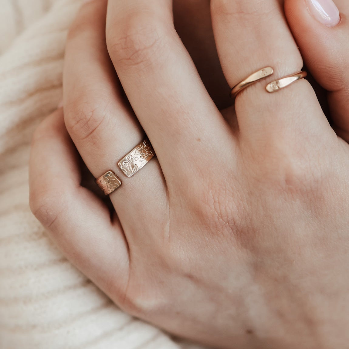 Personalised jewellery - KBN Jewellery - handmade jewellery - chunky ring – flower ring – birth flower ring – spring ring – butterfly ring – cuff ring – open ring – personalised cuff ring – personalised ring 