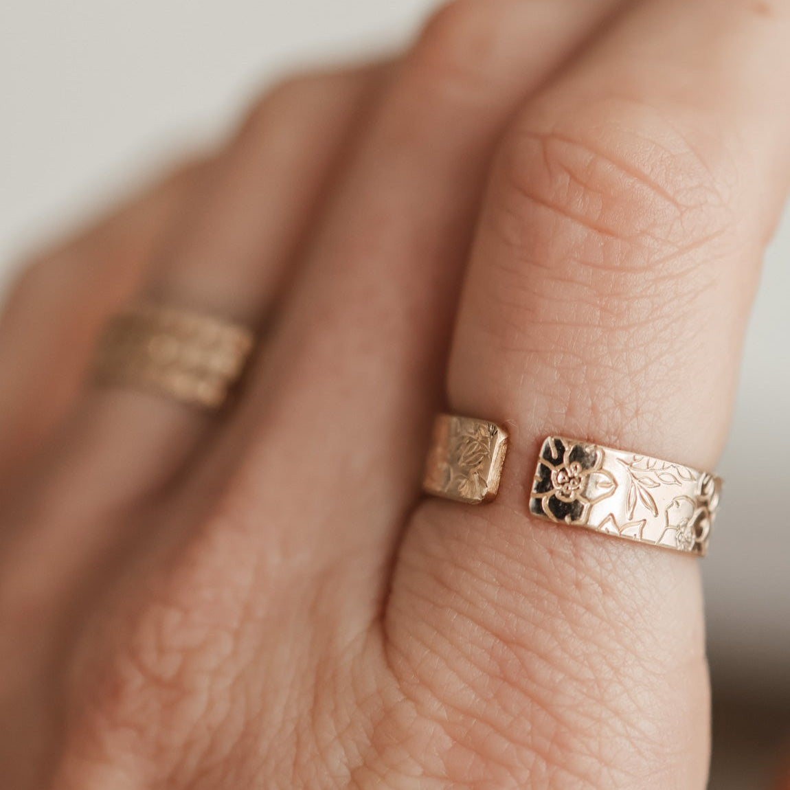 Personalised jewellery - KBN Jewellery - handmade jewellery - chunky ring – flower ring – birth flower ring – spring ring – butterfly ring – cuff ring – open ring – personalised cuff ring – personalised ring 