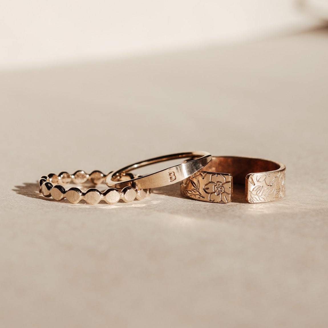 Personalised jewellery - KBN Jewellery - handmade jewellery - dainty ring – initial ring – signet ring – classic signet ring – symbol ring – heart ring – butter fly ring – moon ring – flat ring 