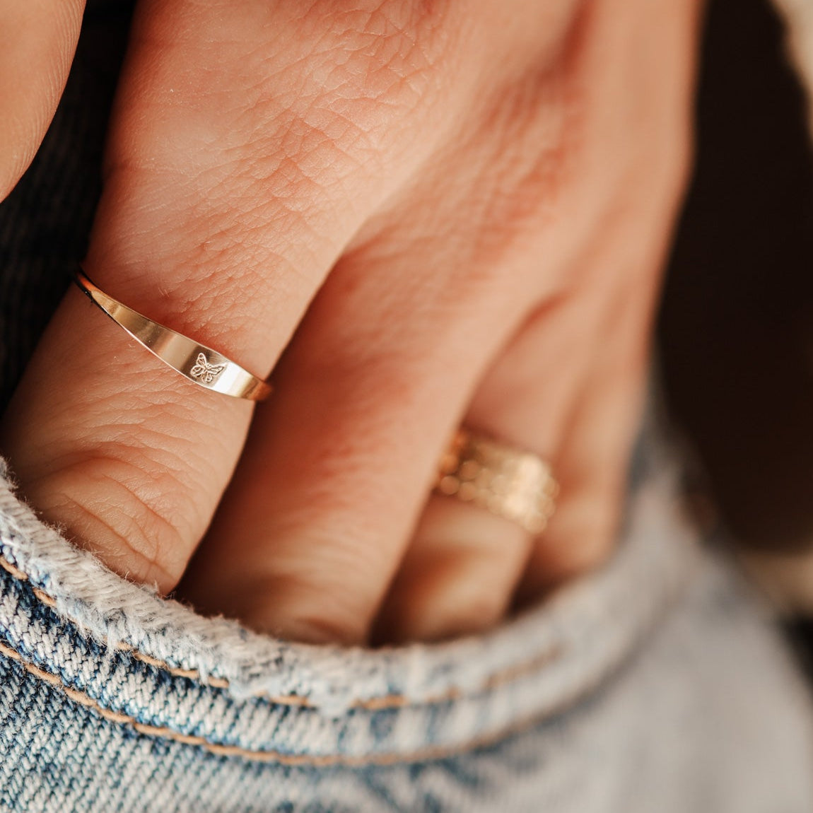 Personalised jewellery - KBN Jewellery - handmade jewellery - dainty ring – initial ring – signet ring – classic signet ring – symbol ring – heart ring – butter fly ring – moon ring – flat ring 