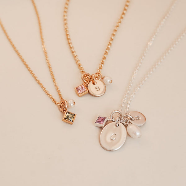 silver Gold Birthstone Pendant for necklace or bracelet KBN Jewellery