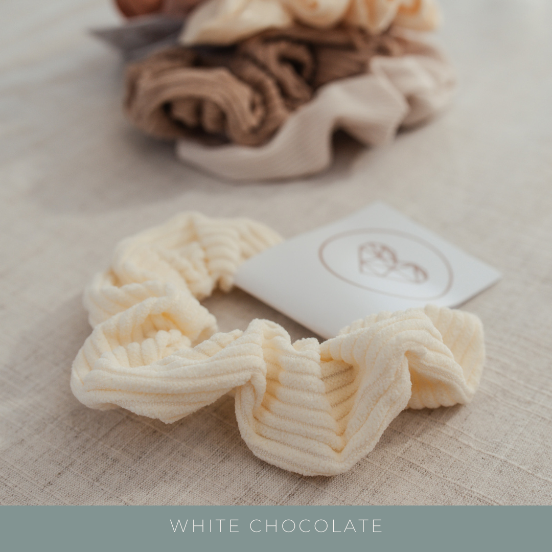 Personalised jewellery - KBN Jewellery - handmade jewellery – custom jewellery gifts – scrunchies – pink scrunchies -  tan scrunchies – burnt orange scrunchies