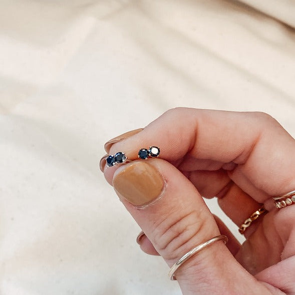 Personalised jewellery - KBN Jewellery - handmade jewellery – Personalised Jewellery gifts – Dainty jewellery – stone earring – stacking earring – midnight glimmer earrings – black studs – black glimmer studs – black stone studs 