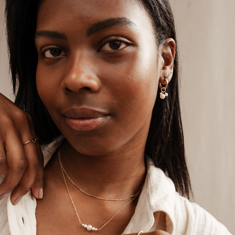 Personalised jewellery – handmade jewellery – KBN jewellery – dainty hoops – pearl earrings – pearl hoop earrings – stacked pearl earrings – pearl cluster earrings – unique pearl earrings – freshwater pearl earrings 