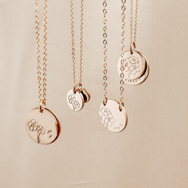 Personalised jewellery - KBN Jewellery - handmade jewellery – Personalised Jewellery gifts – Dainty jewellery – Australia made jewellery – forget me not flower – jewellery to remember passed away people – loss of a loved one necklace – jewellery to remember a loved one – necklace to remember a loved one – medium pendant necklace – jewellery to remember passed away – remembrance necklace 