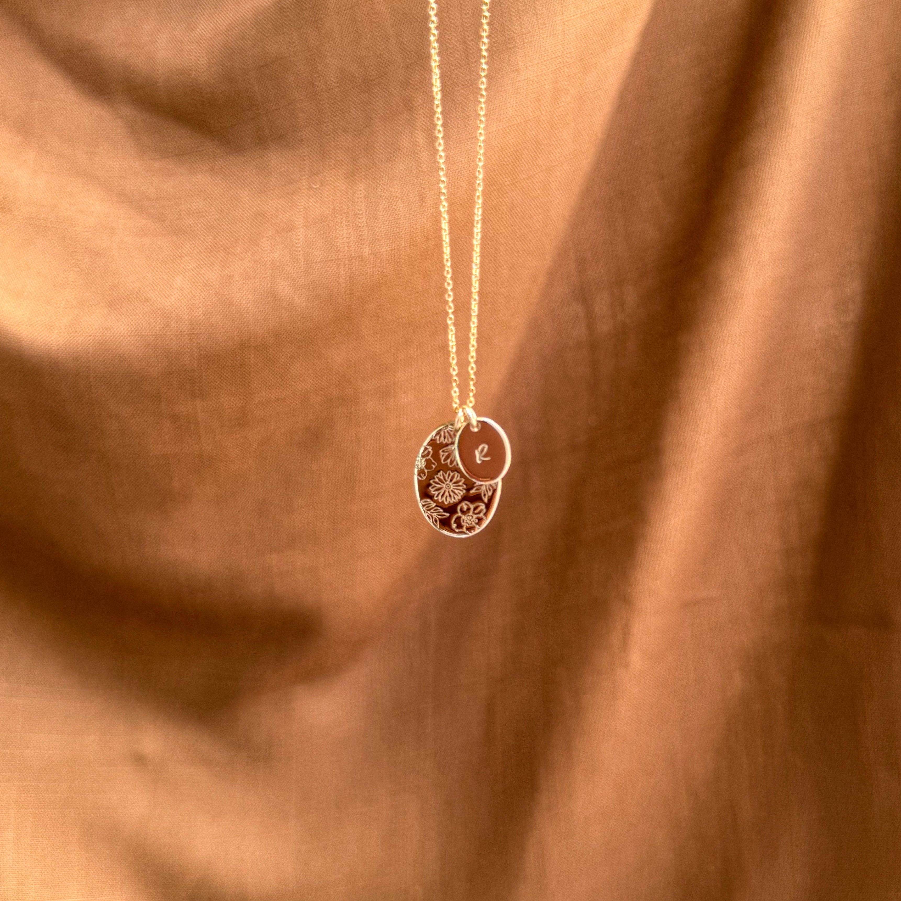 Personalised jewellery - KBN Jewellery - handmade jewellery – Personalised Jewellery gifts – Dainty jewellery- Dainty necklace – flower stamped necklace – family flowers – kids birth flowers – birth flower necklace – personalised flower stamped necklace - floral display necklace - spring necklace - birth flower garden necklace - handmade jewellery 