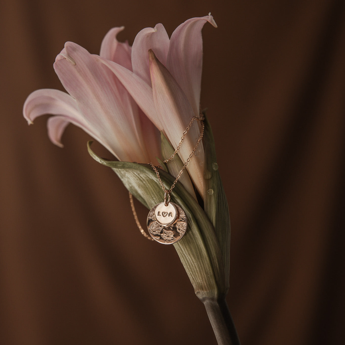 Personalised jewellery - KBN Jewellery - handmade jewellery – Personalised Jewellery gifts – Dainty jewellery- Dainty necklace – flower stamp necklace – birth month flower jewellery – flower necklace – stacked necklace – initial necklace 